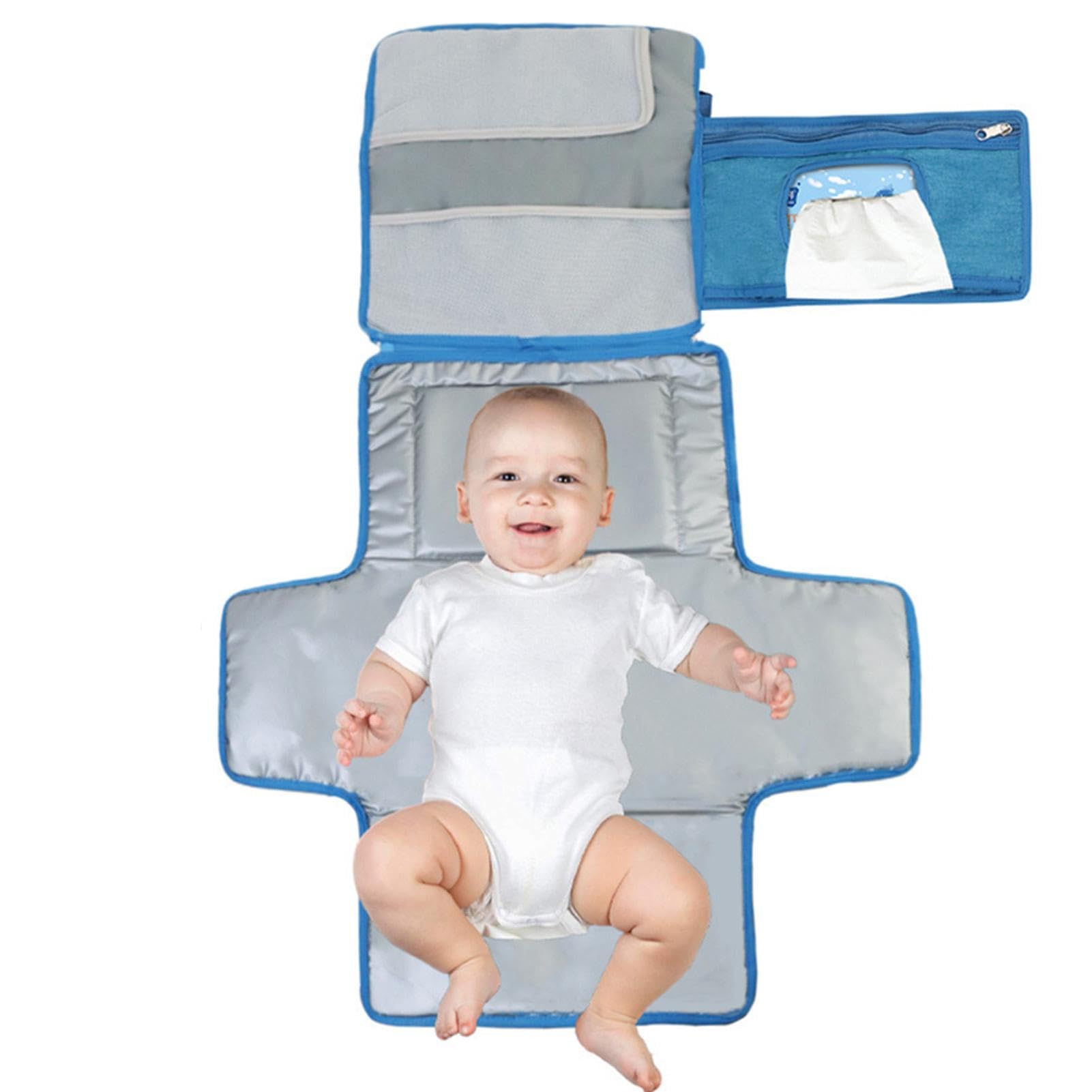 Waterproof Diaper Changing Pad with Built-in Pillow - Multifunctional Travel Changing Mat for Nursery & On-the-Go | Soft Baby Changing Station Cover for Home, Daycare & Car Use