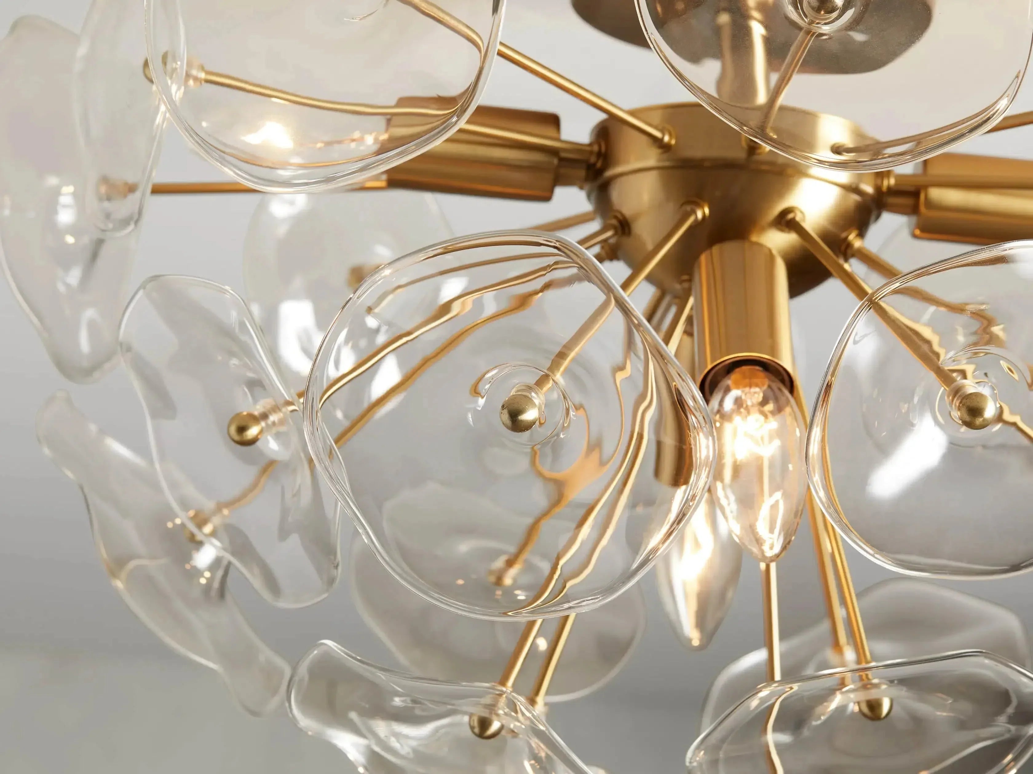 Lora Flushmount Ceiling Light in Brass - Modern Brass Flush Mount Lighting Fixture for Bedroom, Living Room, and Hallway