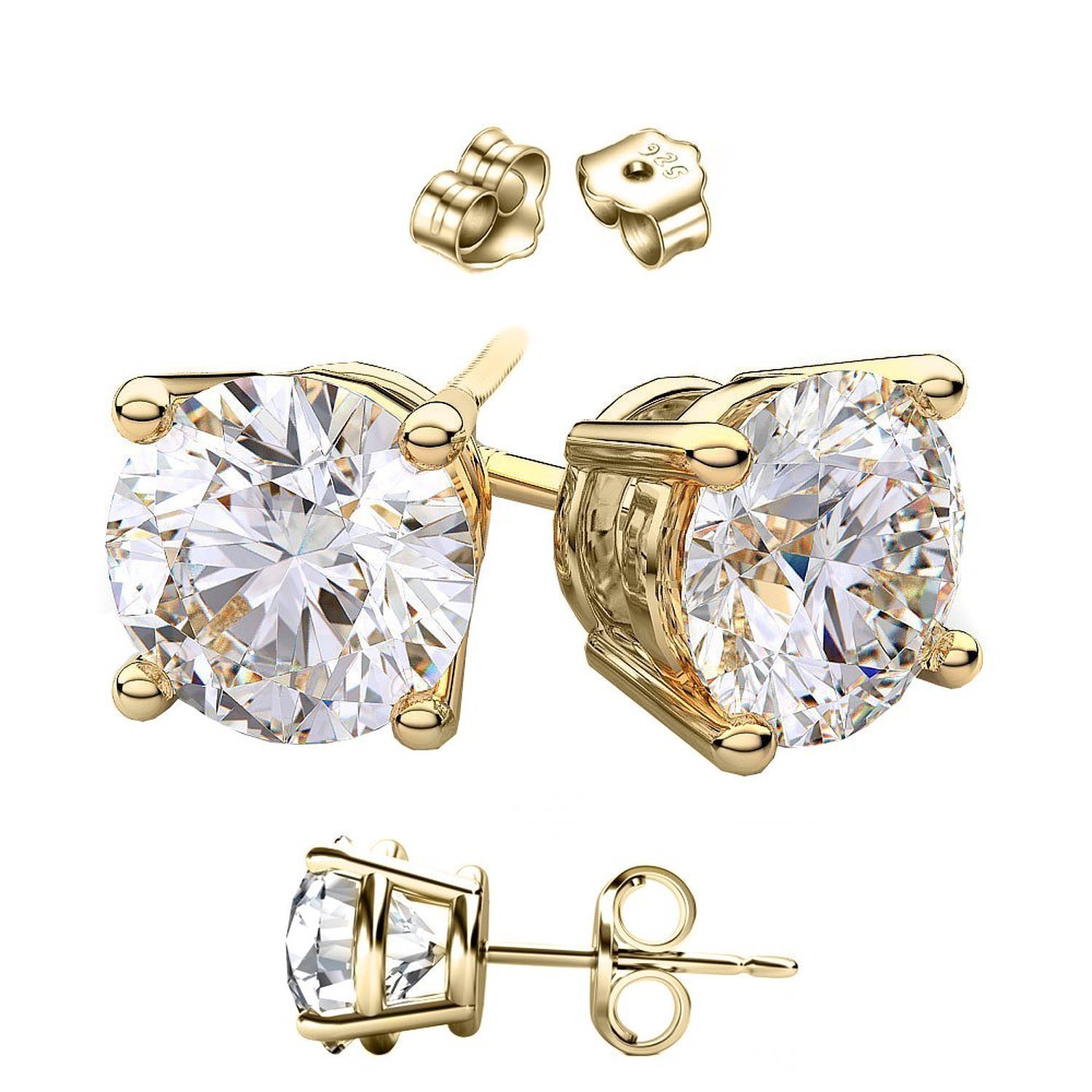 14K Gold Overlay Sterling Silver Earrings with Cubic Zirconia - 10 Elegant Styles for Women | Perfect for Weddings, Parties & Everyday Wear