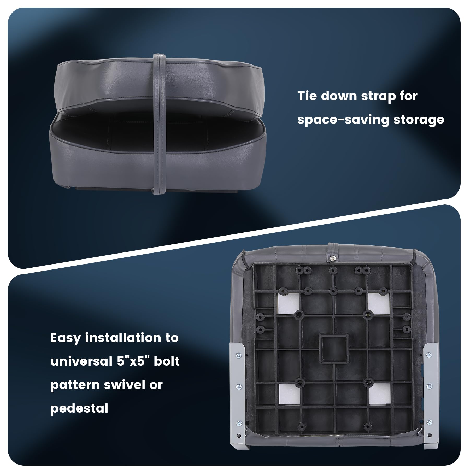 2 Pack High Back Folding Boat Seats with Stainless Steel Screws - Thickened Sponge Padding & Durable Hinge for Fishing, Sightseeing, Speedboat & Canoe (Perfect for Outdoor Water Activities & Marine Adventures)