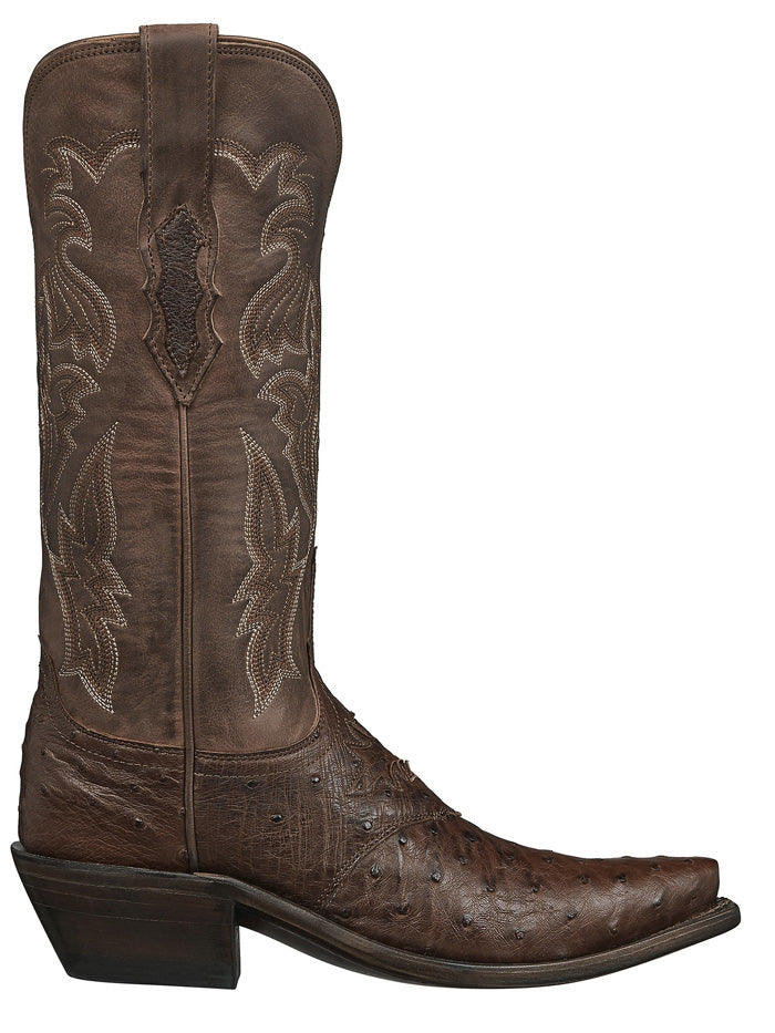 Lucchese M5601.S54 Women's Western Augusta Ostrich Vamp Boots - Redwood Cowgirl Boots for Country Dancing & Rodeo Events
