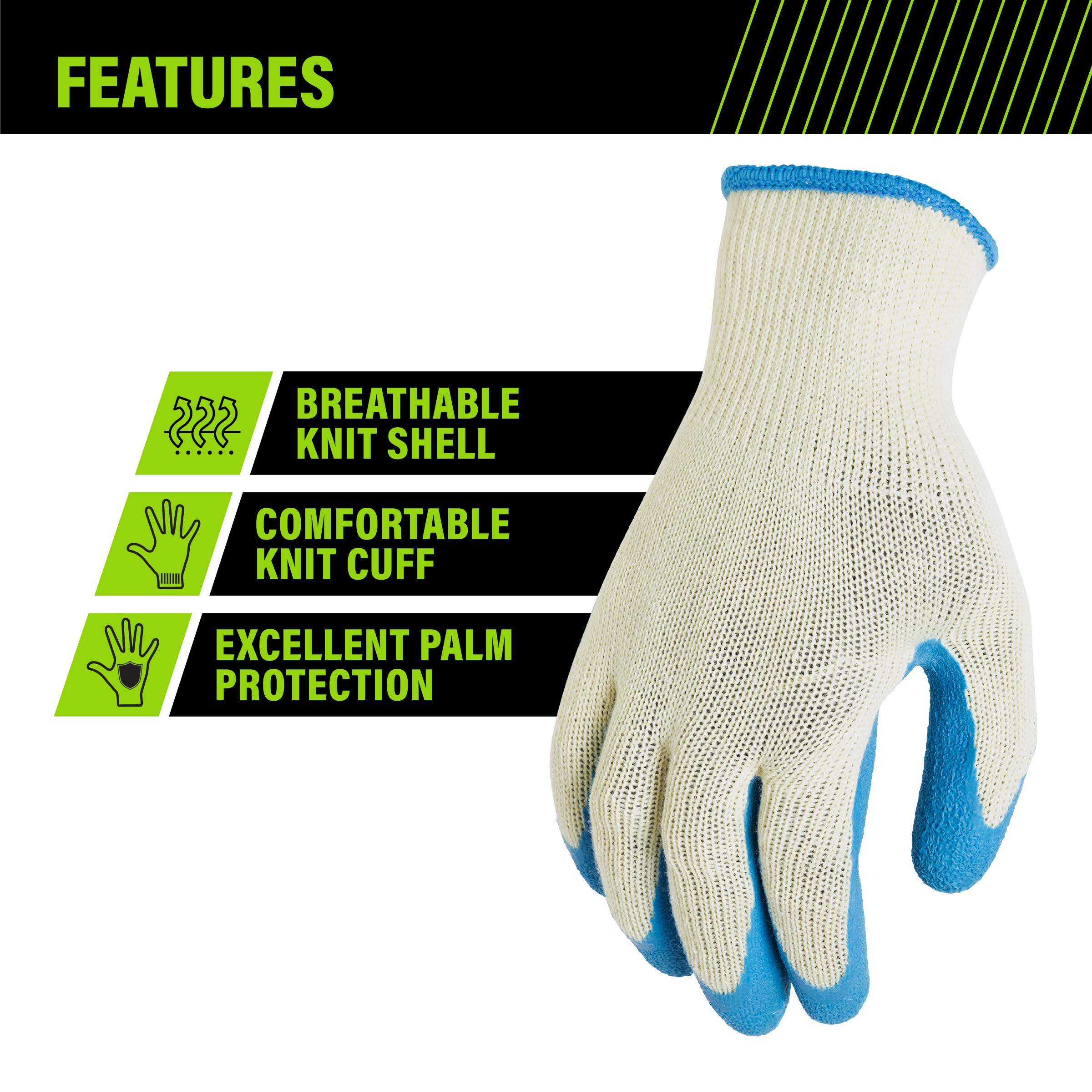 AWP Men's Latex Coated Work Gloves - 3 Pairs for Construction & Gardening