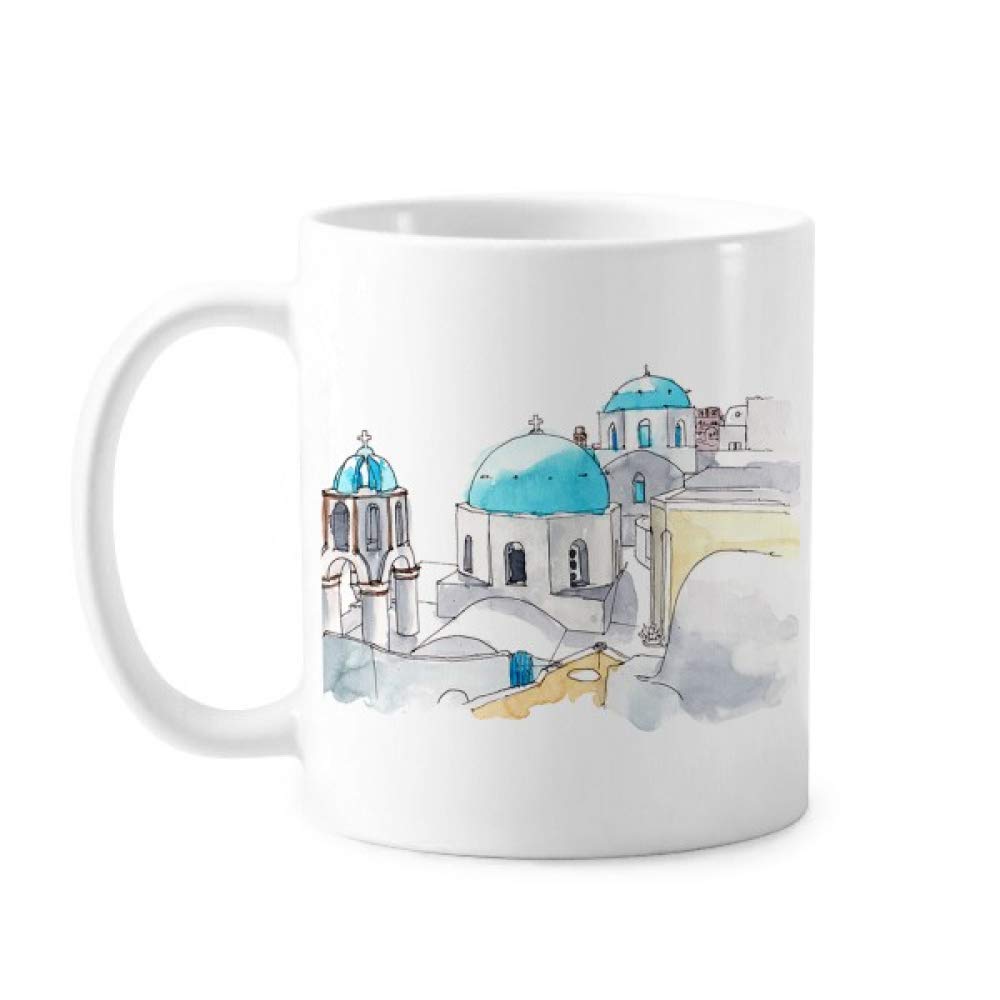 Handmade Greek Pottery Coffee Mug - Santorini Imerovigli Village Inspired Ceramic Cup for Tea, Espresso & Hot Drinks - Perfect for Home, Office & Gifts