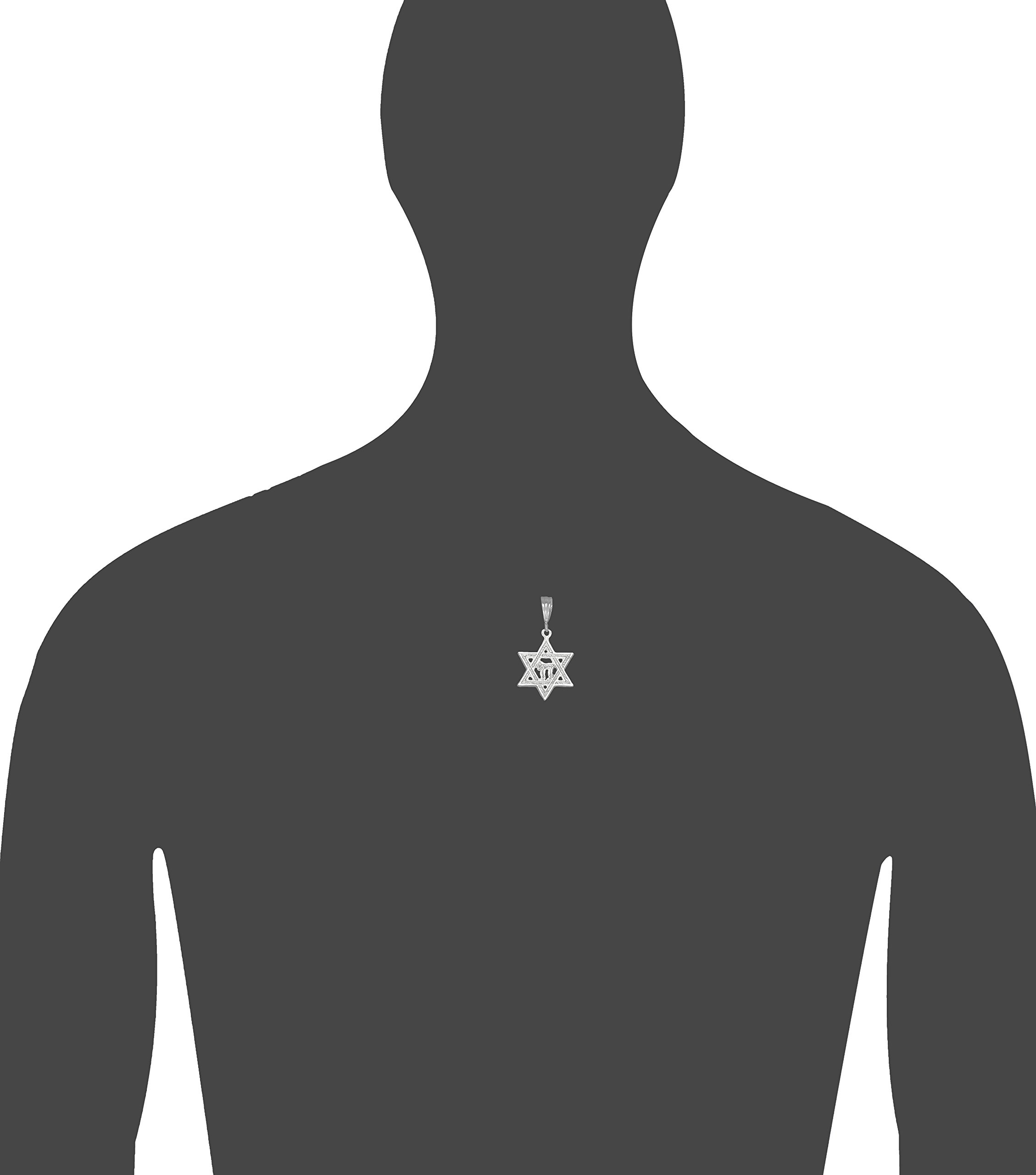 Sterling Silver Star of David Necklace with 18