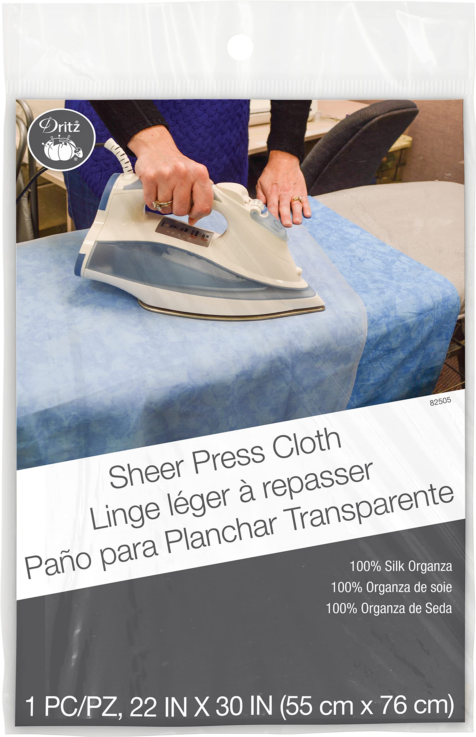 Dritz 82505 Sheer Press Cloth for Ironing - 22 x 30 Inch Fabric Steamer Accessory | Protects Delicate Fabrics, Prevents Shine & Sticking | Perfect for Silk, Wool & Synthetic Garments