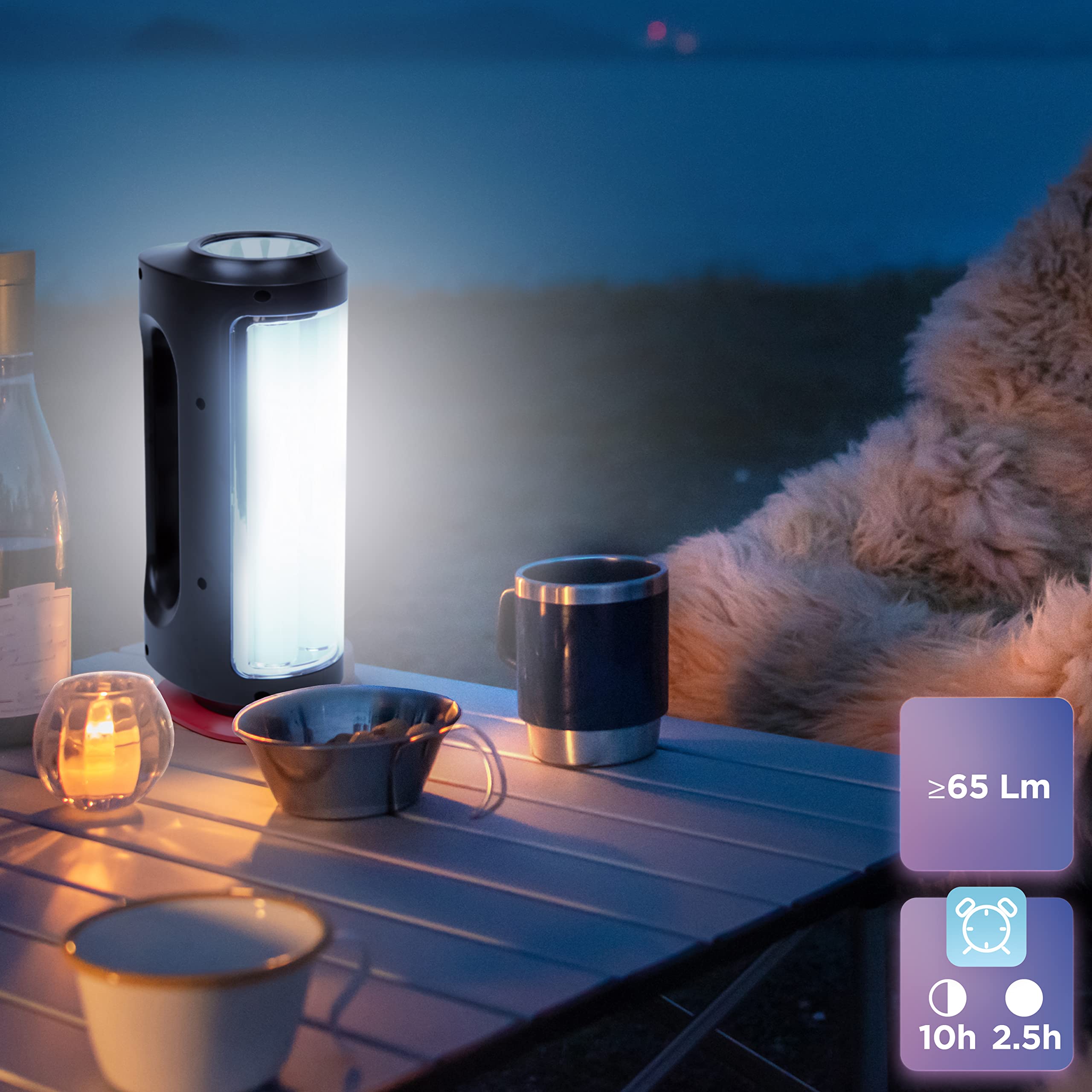 Duronic RL13 Rechargeable Emergency Flashlight & Lantern - 240 Lumens Torch & 65 Lumens LED Light - Handheld, Freestanding, Wall Mountable for Camping, Hiking, Power Outages & Home Safety