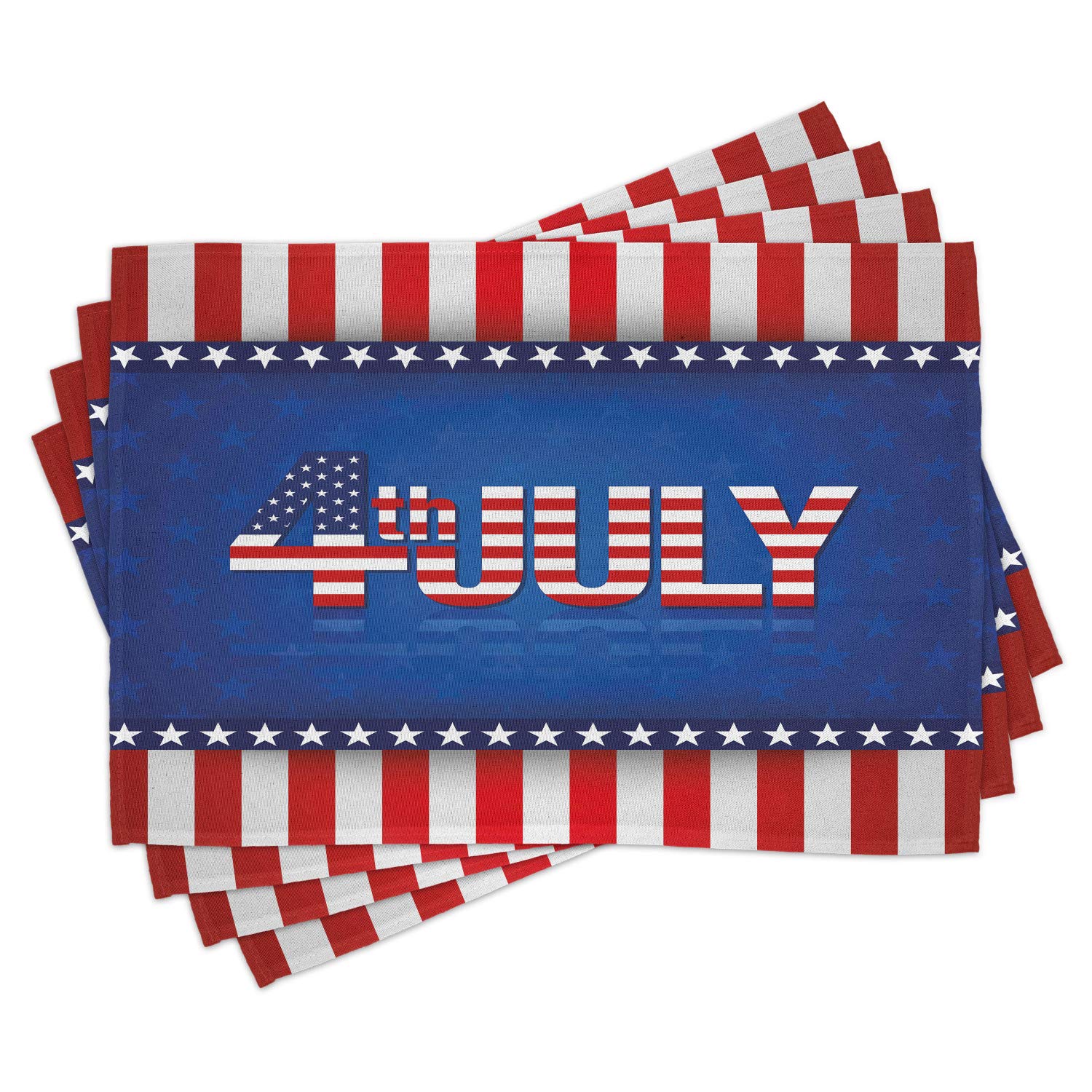 Ambesonne 4th of July Patriotic Place Mats Set of 4 - USA Flag Themed Washable Fabric Placemats for Dining Table Decor - Independence Day Kitchen & Holiday Party Decorations - Red White Blue Multicolor Place Mats for July 4th BBQ, Picnic & American Theme Parties