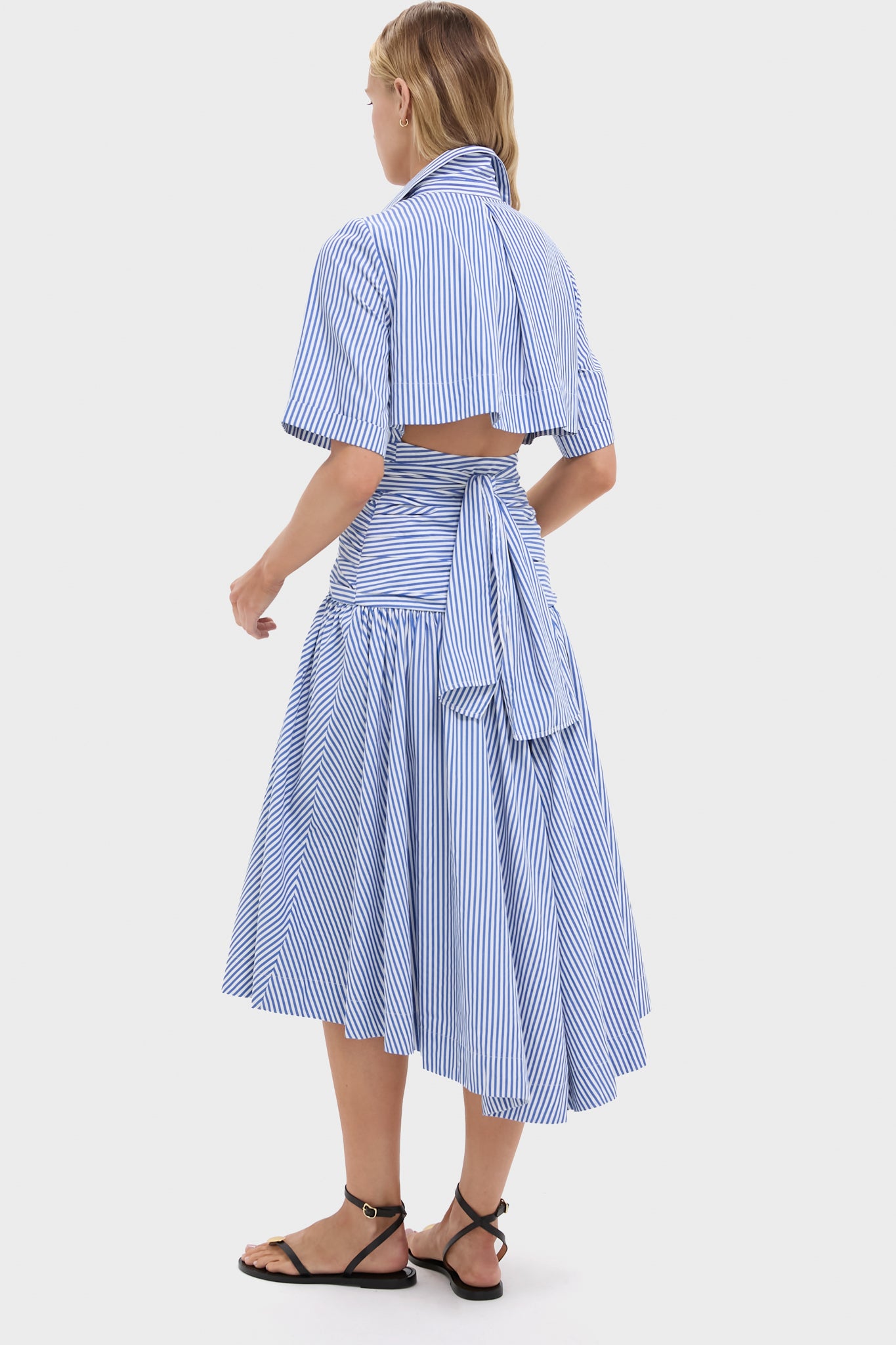 Blue Striped Tie-Waist Shirt Dress for Women - Stylish Casual & Office Wear - Perfect for Work, Dates & Everyday Outfits