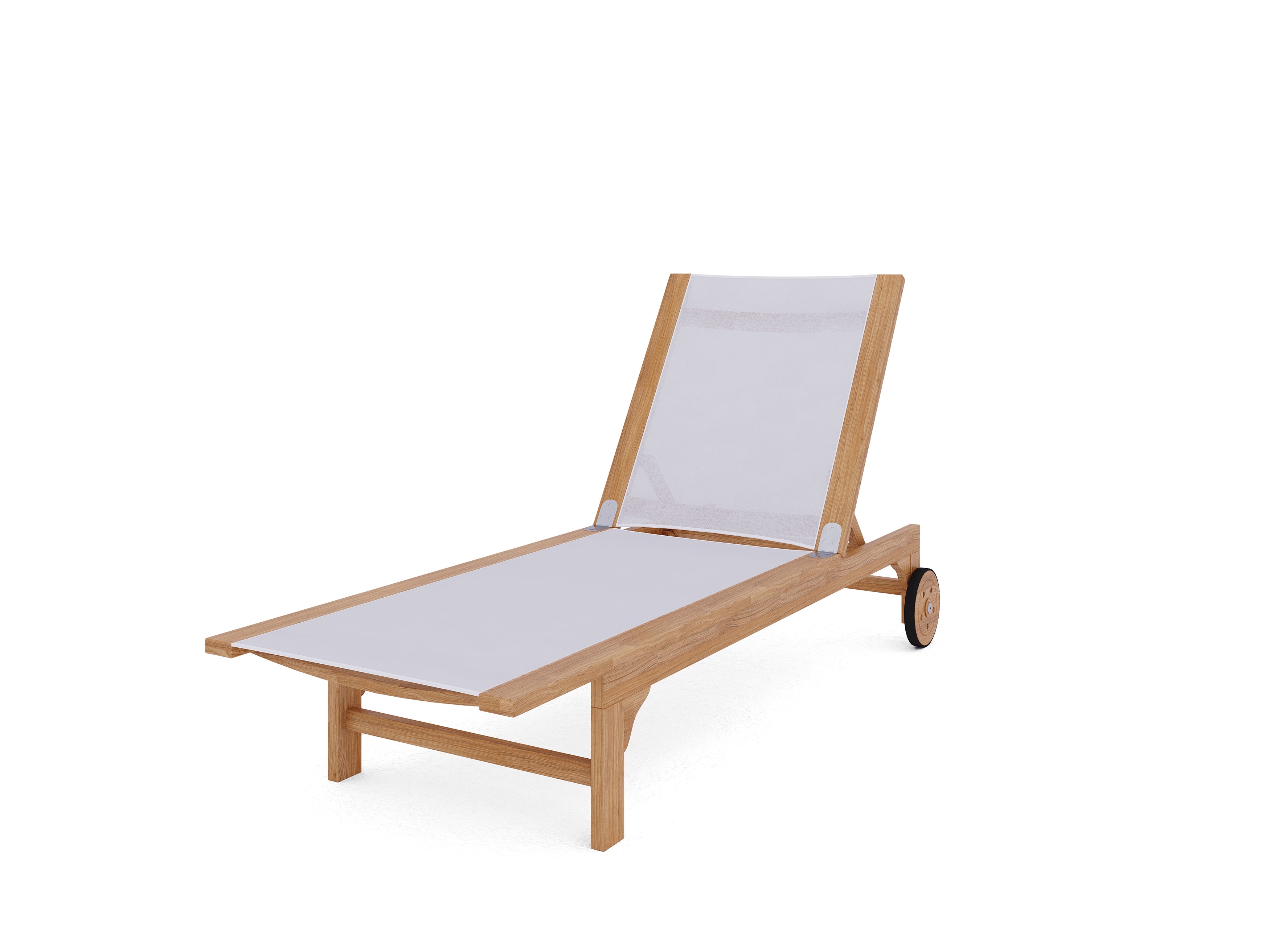 Premium White Elie Teak Outdoor Reclining Sun Lounger with Rear Wheels - Perfect for Poolside, Patio, Garden Relaxation and Sunbathing