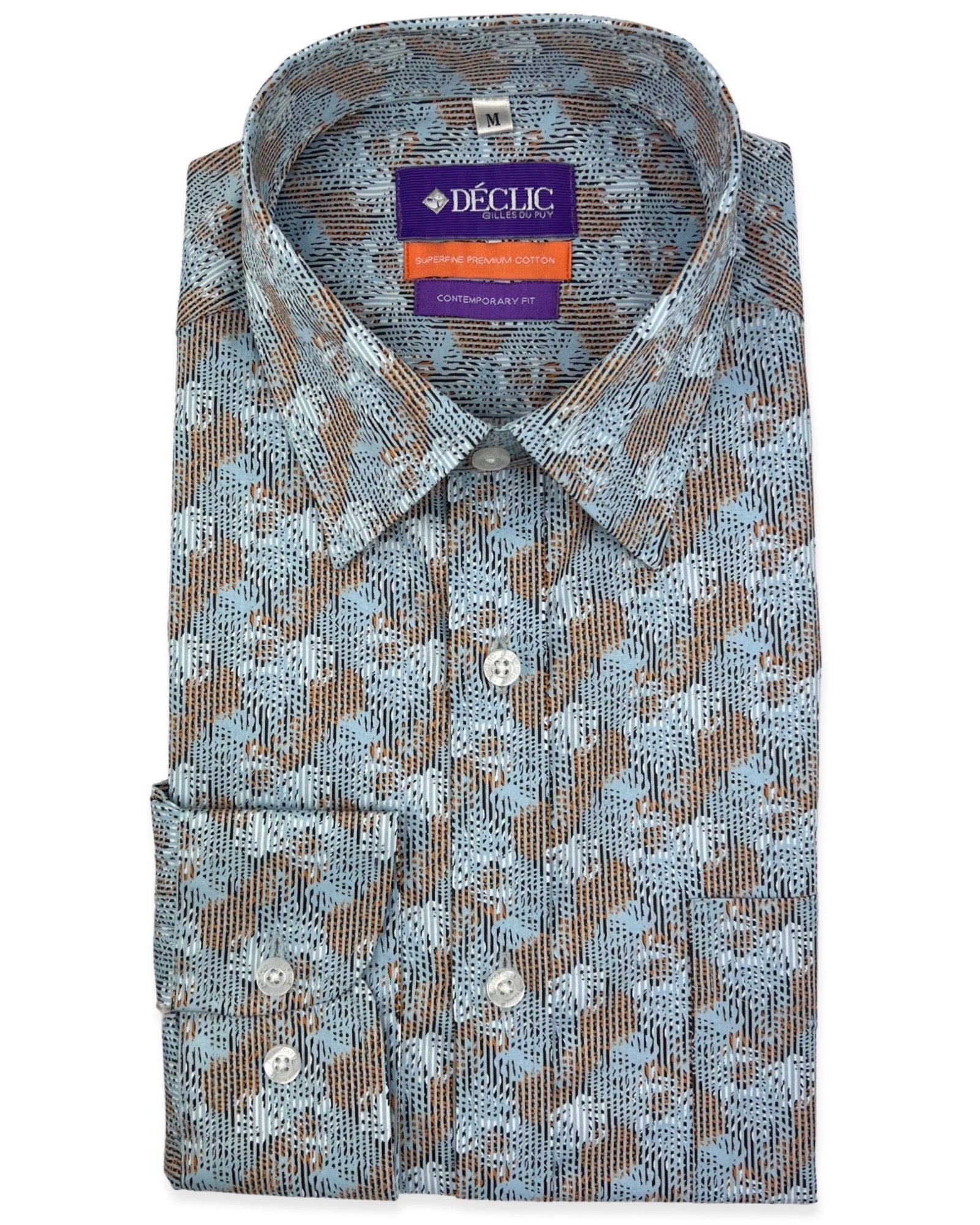 DÉCLIC Polypod Print Shirt - Stylish Casual Button Down Shirt for Men | Trendy Floral Pattern Short Sleeve Shirt | Perfect for Summer Outings, Beach Vacations & Date Nights