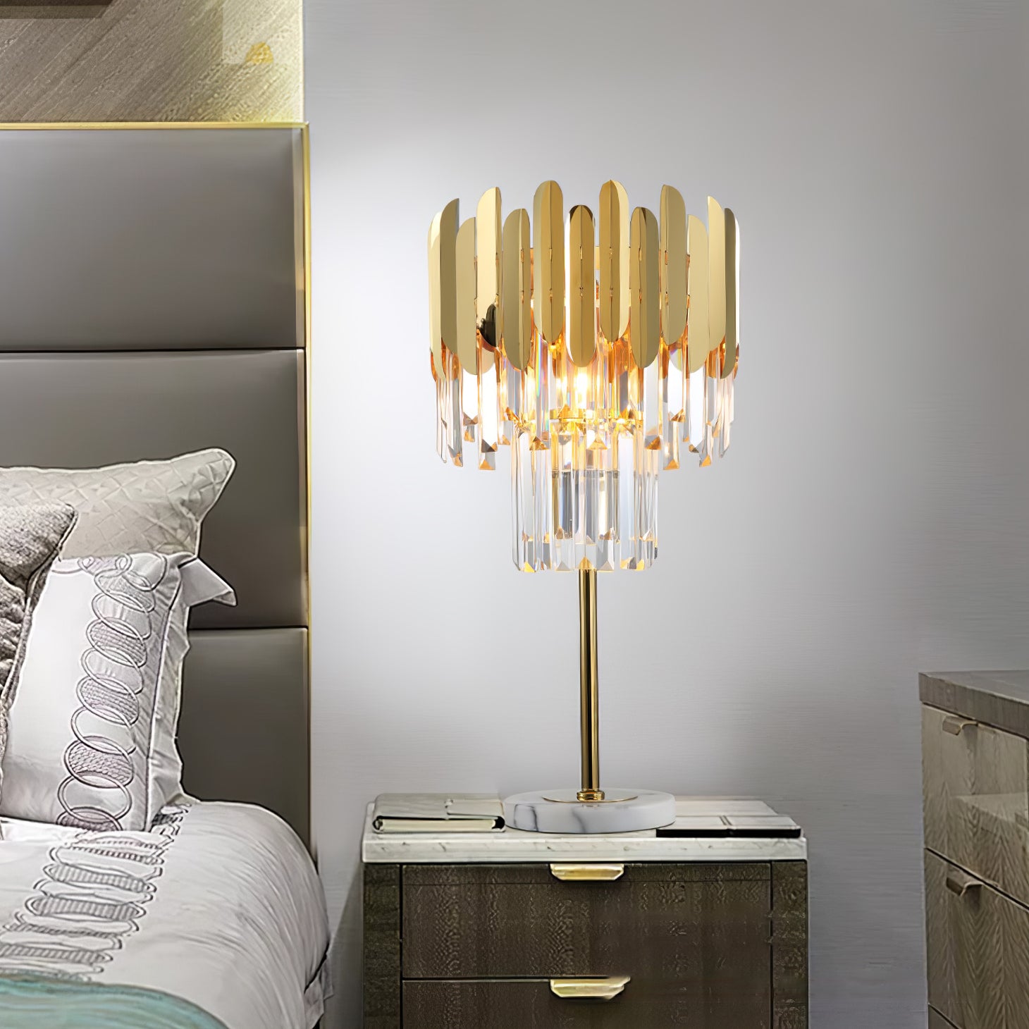 Elegant Crystal Marble LED Desk Lamp - Modern Office & Study Table Light for Home, Bedroom, Dorm - Perfect for Reading, Working & Decor