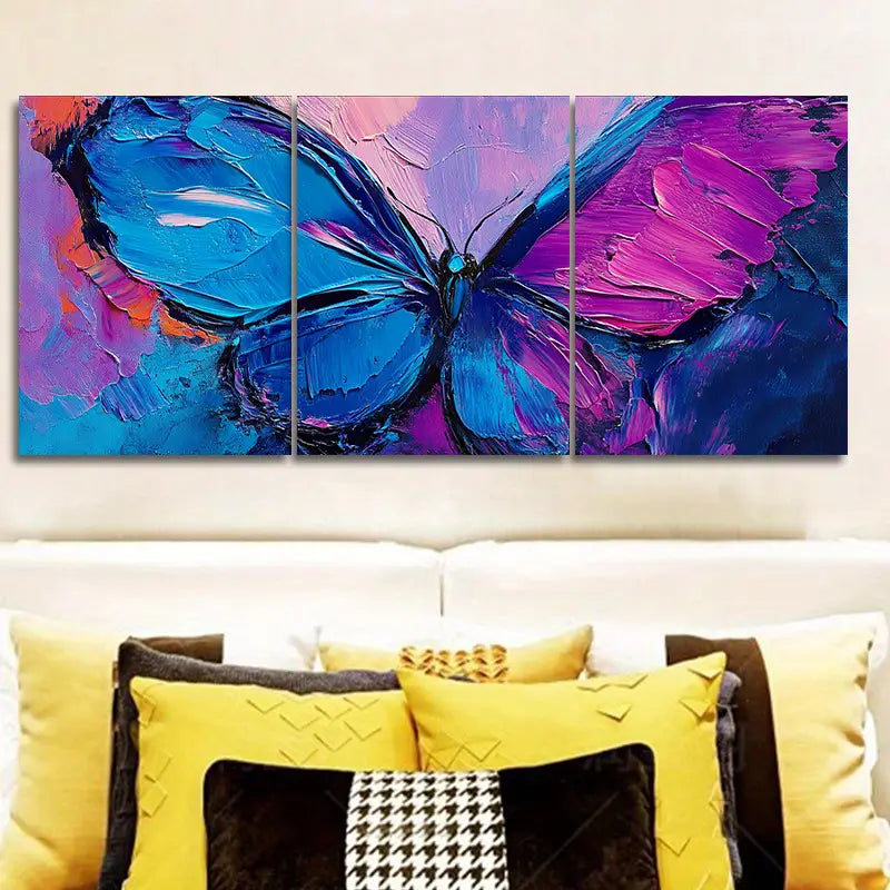 3-Piece Abstract Butterfly Metal Wall Art - Ready to Hang Home Decor for Living Room, Bedroom & Office