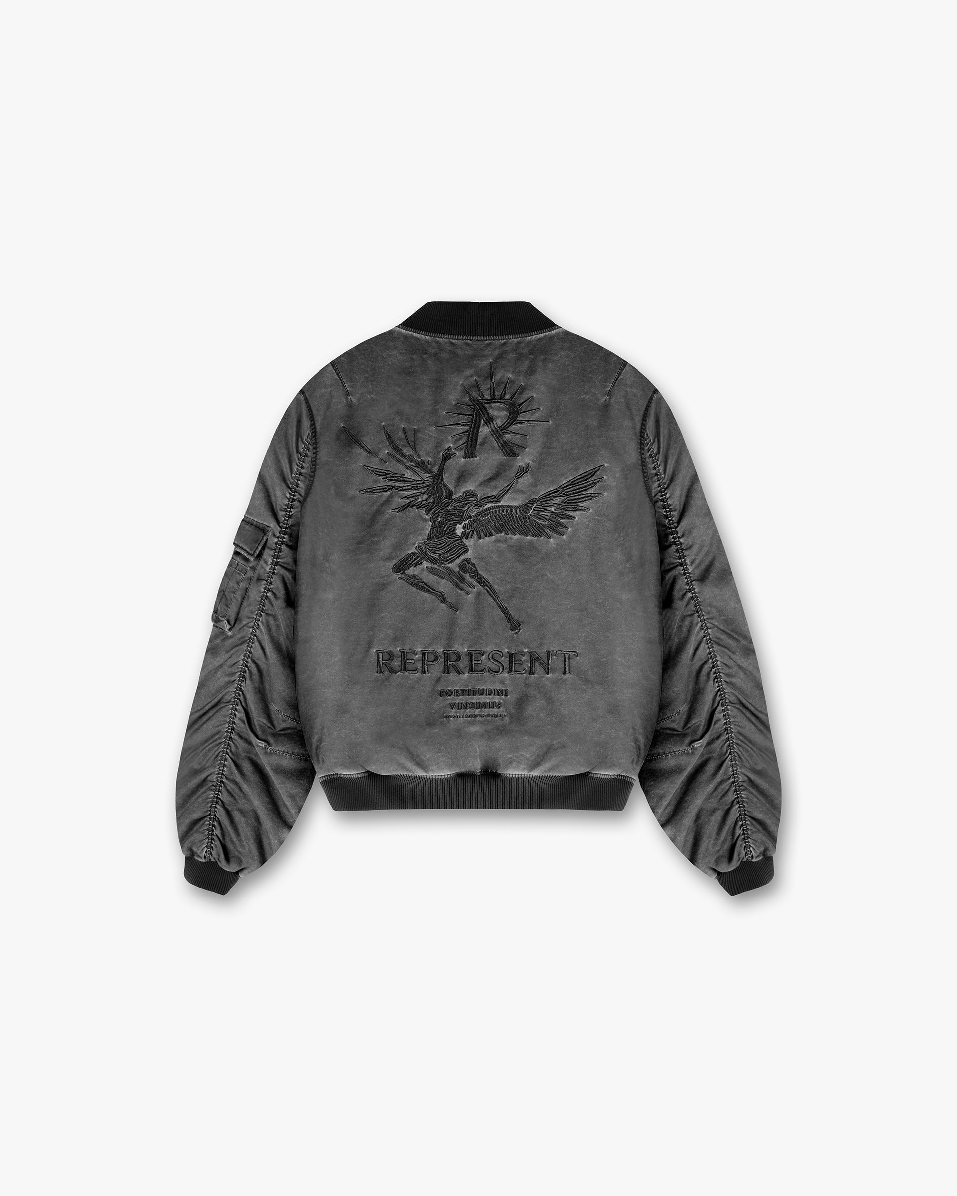 Icarus Flight Bomber Jacket - Premium Jet Black Aviator Style Leather Jacket for Men | Perfect for Motorcycle Riding, Casual Outfits & Night Out