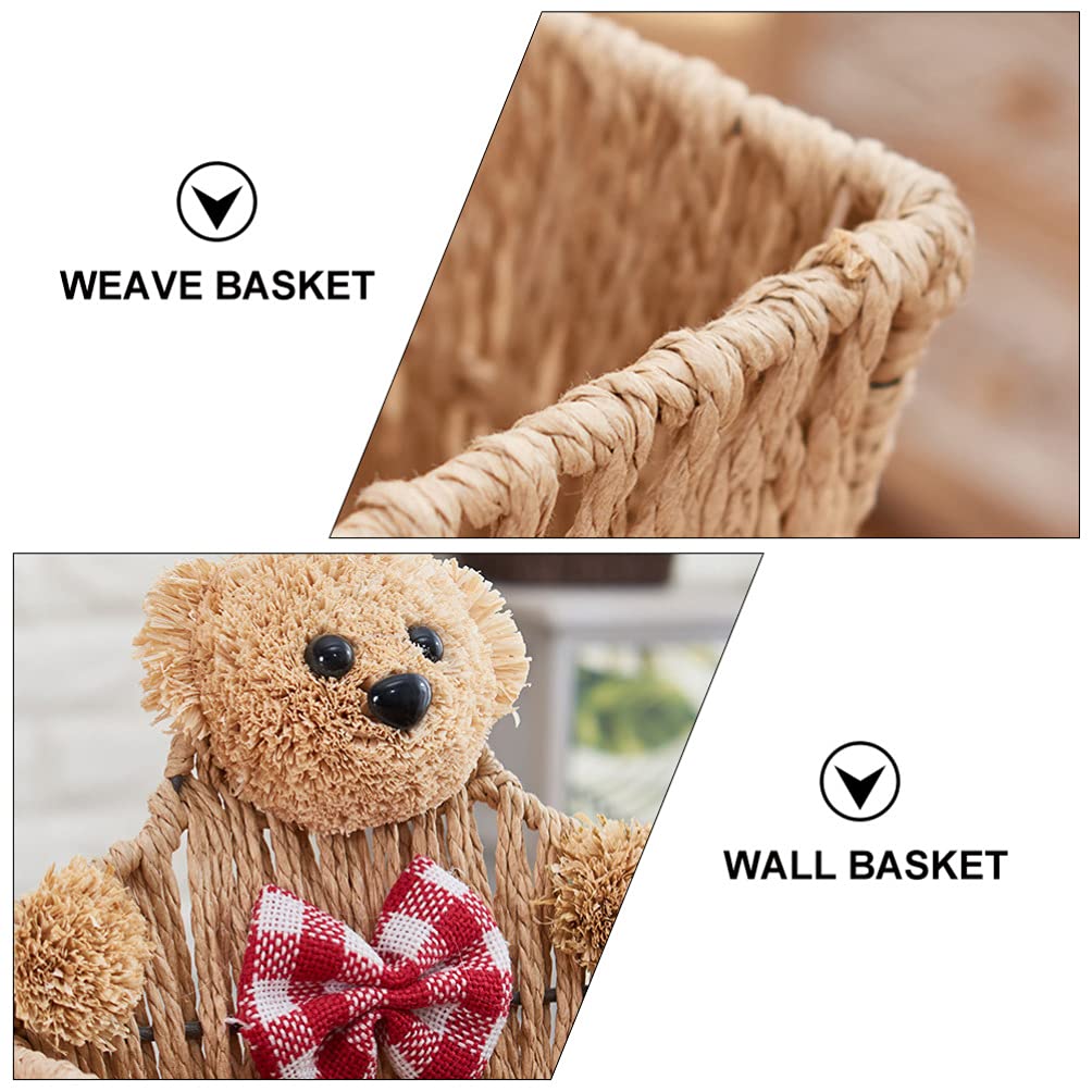 Cabilock 1-Piece Bear Woven Wall Hanging Basket - Large Seagrass Storage Bin for Home Organization | Perfect for Bathroom, Bedroom & Living Room Decor