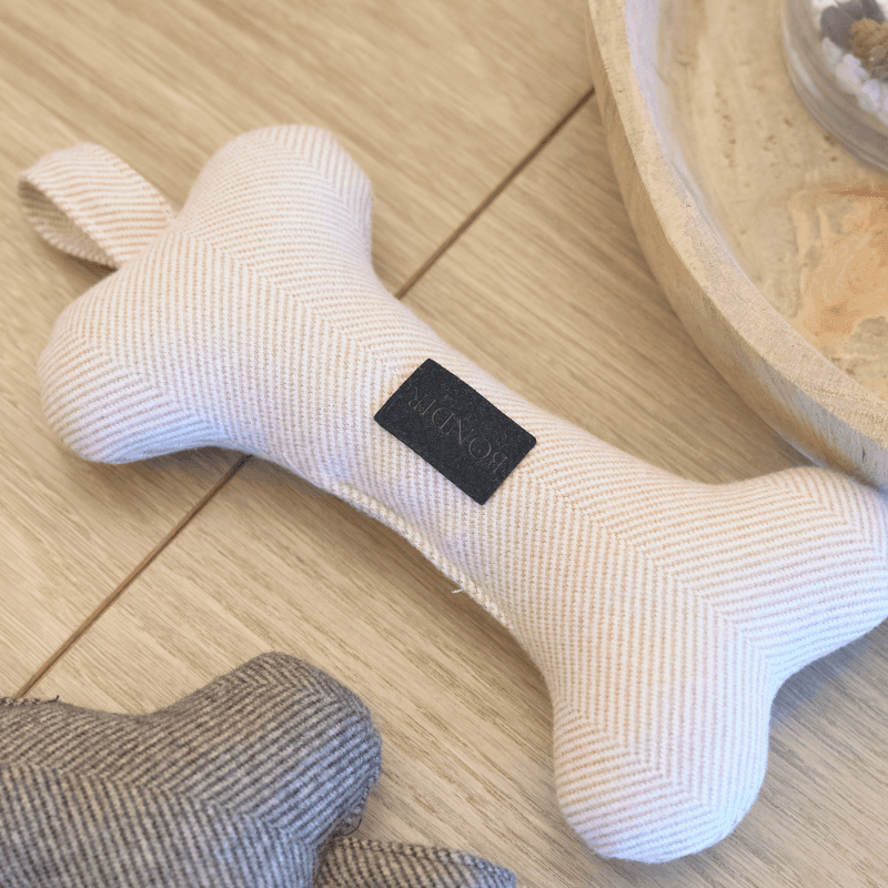 Pink Posh Tweed Squeaky Bone Dog Toy - Durable Chew Toy for Small & Medium Dogs - Perfect for Playtime, Training & Teething Relief