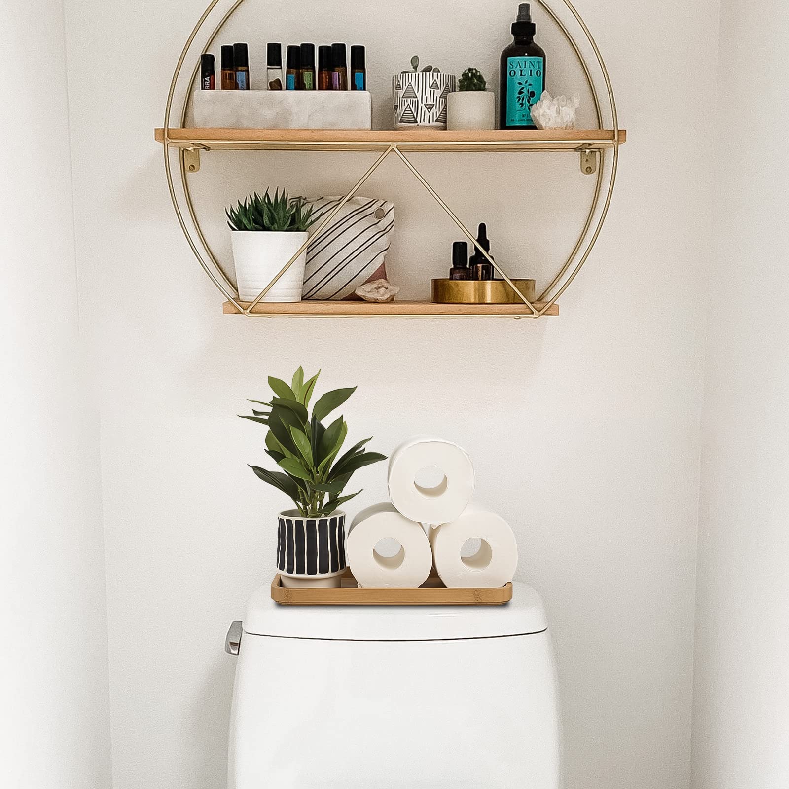 Premium Bamboo Vanity Tray & Dish Drying Mat - 11.8