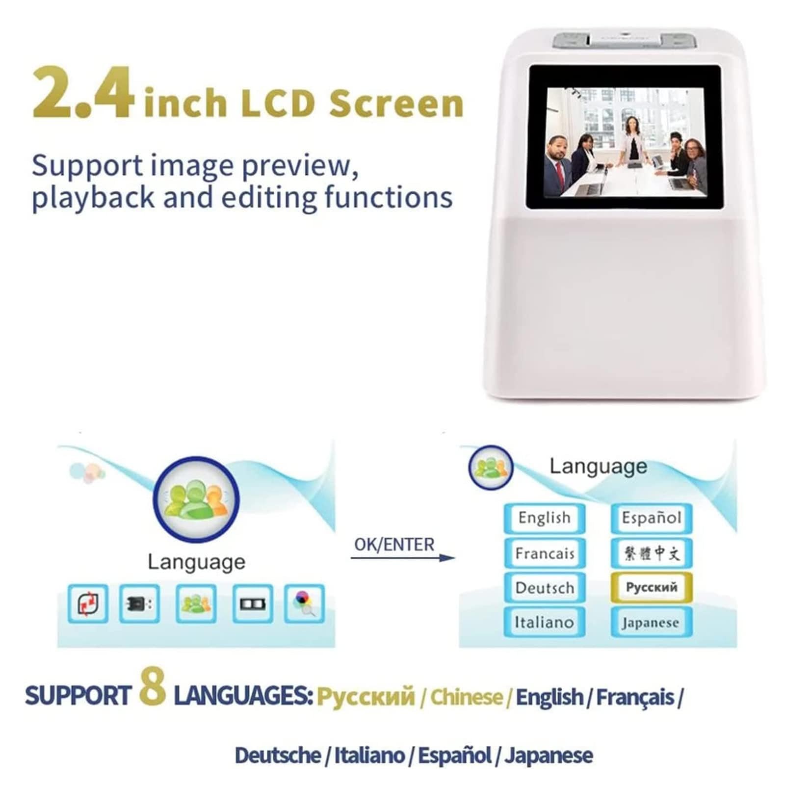 22MP Film Slide Scanner with 2.4