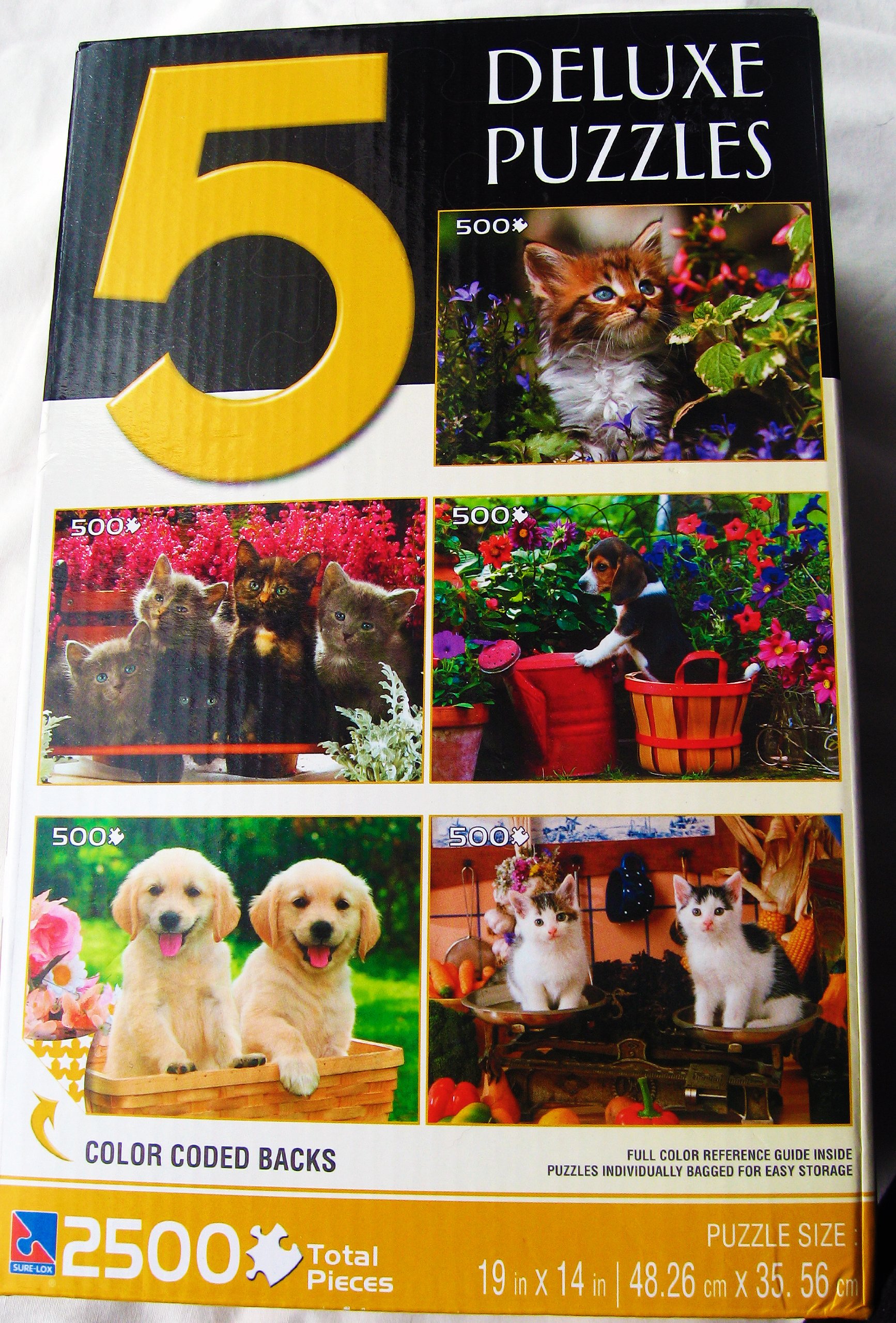 5-Pack Deluxe 500-Piece Jigsaw Puzzles by Sure-Lox for Family Game Night