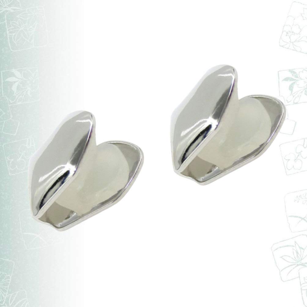 SUPVOX 2Pcs Silver Plated Small Single Tooth Cap - Hip Hop Grillz Teeth Jewelry for Men & Women - Perfect for Halloween, Costume Parties and Rap Performances