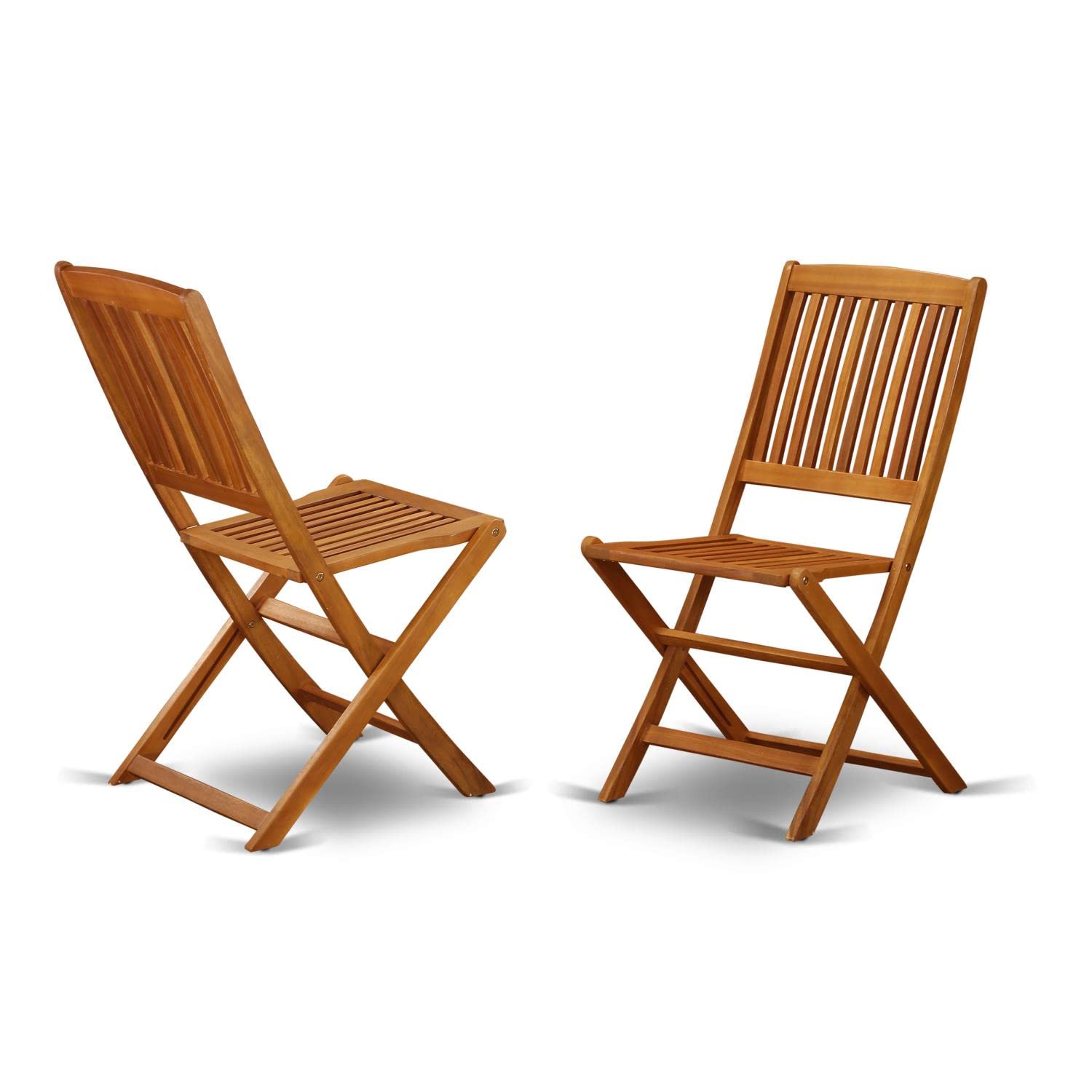 East West Furniture BCMCWNA Cameron Foldable Acacia Wood Patio Dining Chairs - Set of 2, Natural Oil Finish - Perfect for Outdoor Dining, Garden, Poolside & Backyard Relaxation
