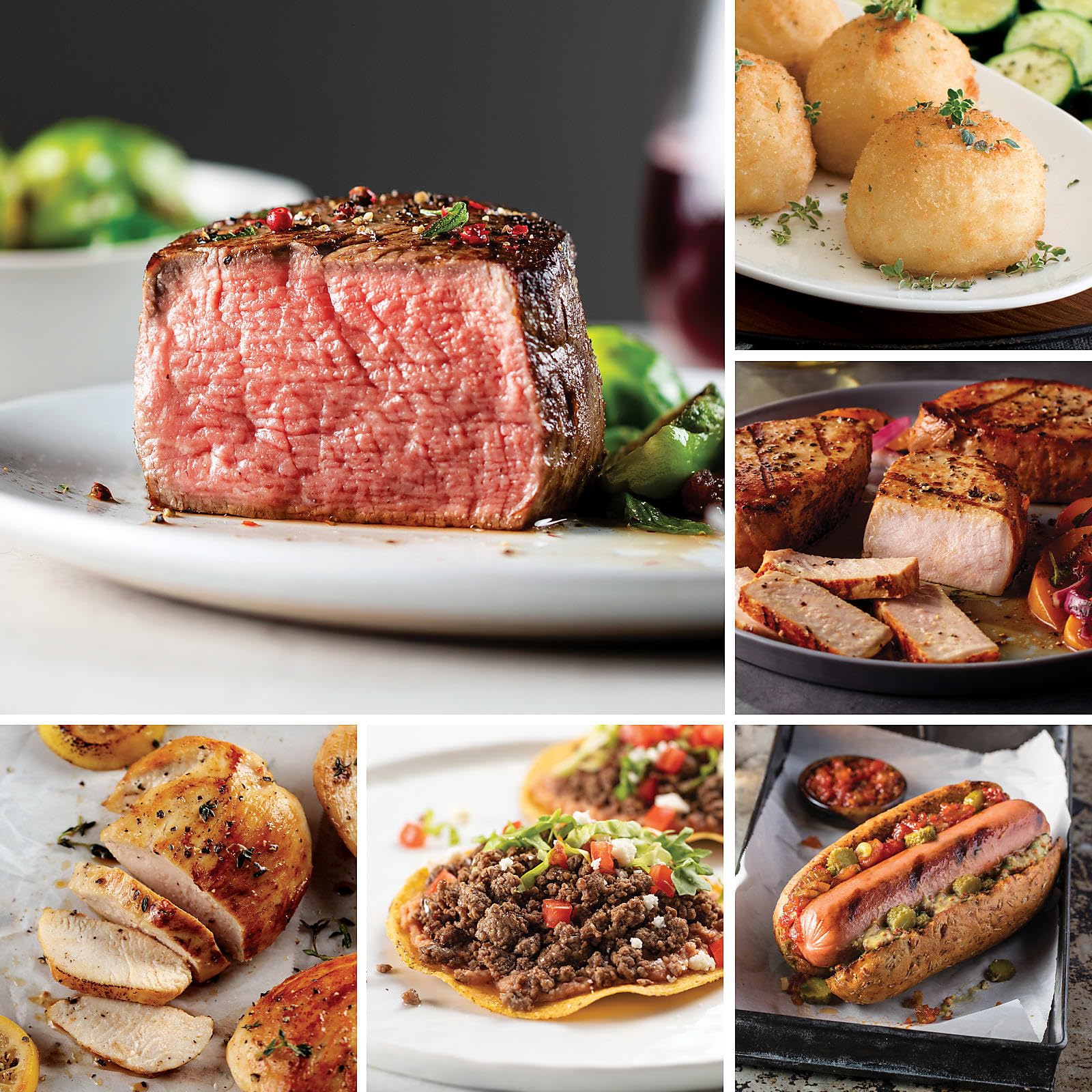 Premium Omaha Steaks Deluxe Filet Mignon Dinner Box - Butcher's Cut Filet Mignons, Air-Chilled Chicken Breasts, Ground Beef, Jumbo Franks & Pork Chops - Gourmet Meat Gift Set for BBQ, Dinner Parties & Special Occasions