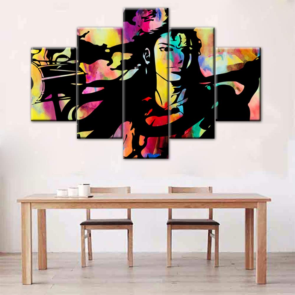 Extra Large 5-Piece Canvas Wall Art - Hindu Deity Shiva Painting for Living Room Decor | Pan-Hindu Multi-Panel Framed Giclee Print (60''W x 40''H) | Perfect for Home, Office & Meditation Spaces
