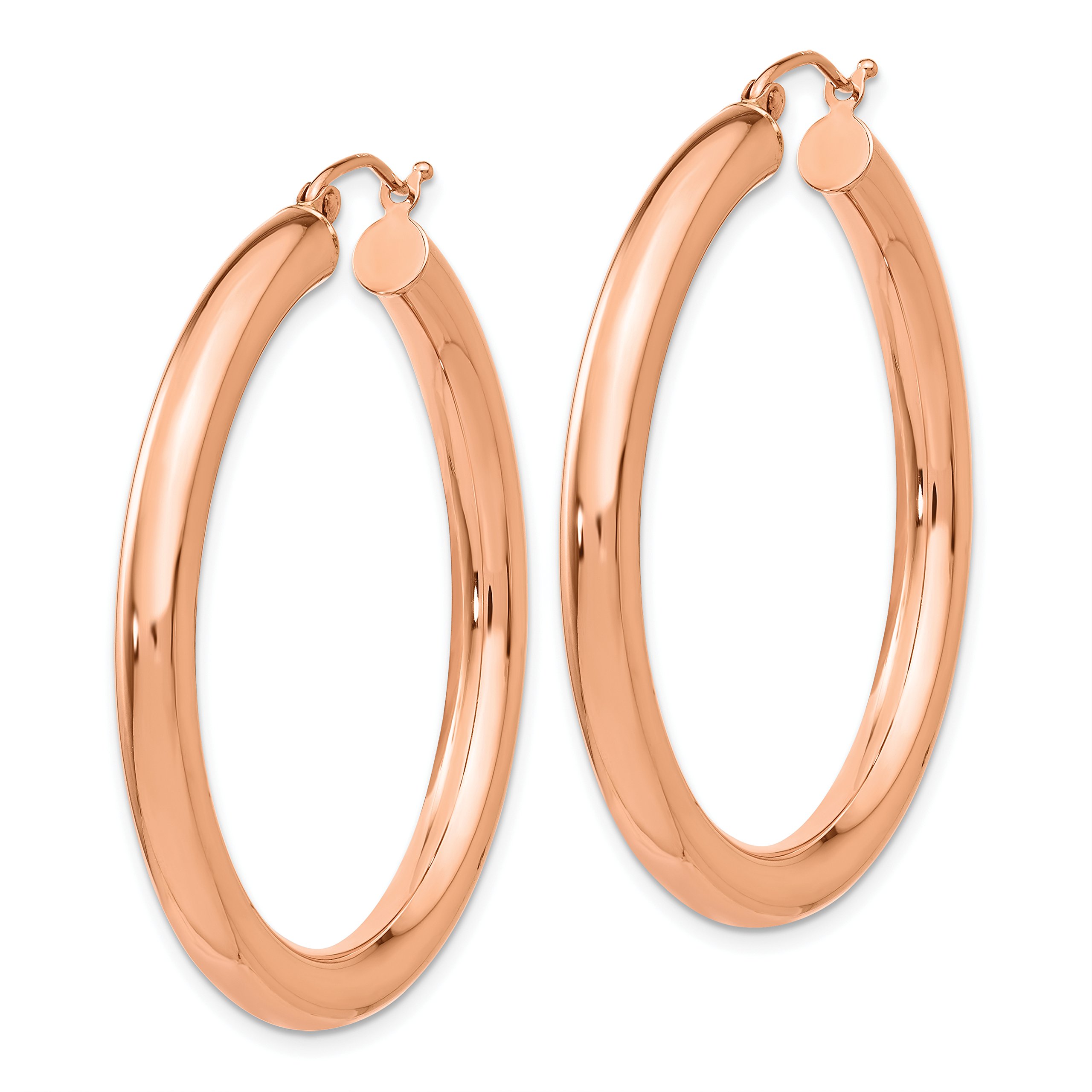 14K Rose Gold 4mm Classic Tube Hoop Earrings for Women - Minimalist Everyday Jewelry, Perfect for Work, Date Night & Gifting