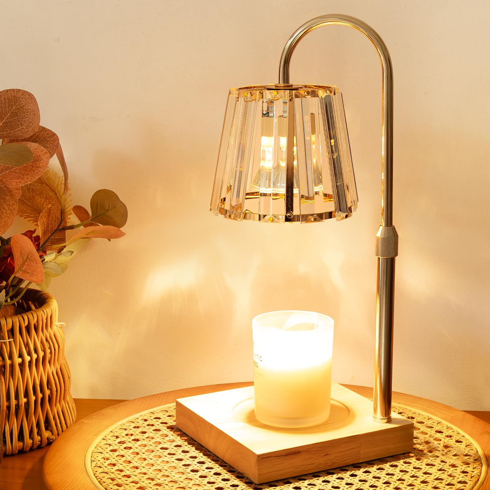 Electric Candle Warmer Lamp - Adjustable Height Dimmable Wax Melt Warmer with Timer, 3 Bulbs, for Jar Candles | Home Decor, Bedroom, Housewarming Gifts | Perfect for Relaxation, Aromatherapy & Cozy Ambiance