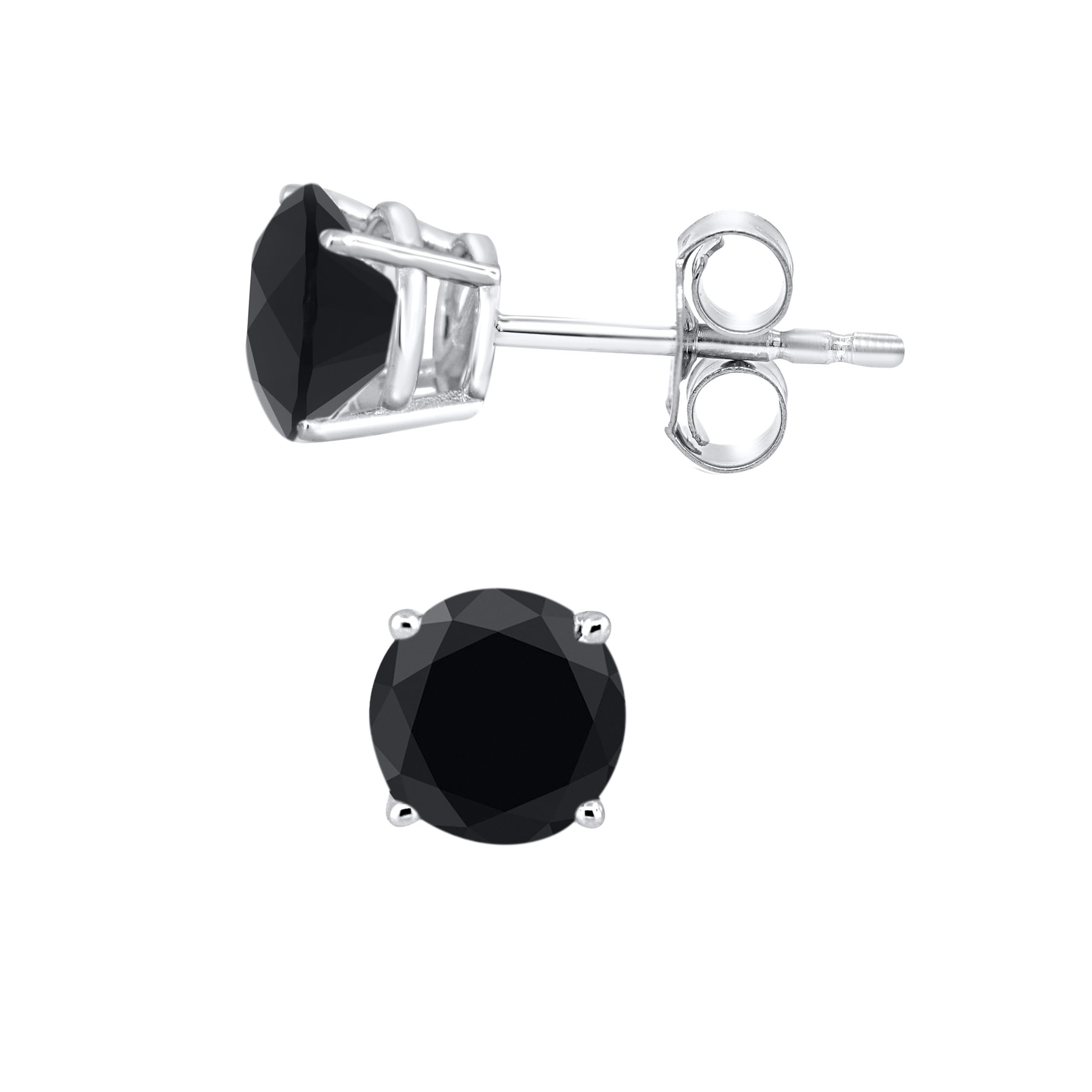 Black Diamond Stud Earrings - 14K White Gold Diamond Earrings for Women | Elegant Everyday Jewelry & Special Occasion Gift