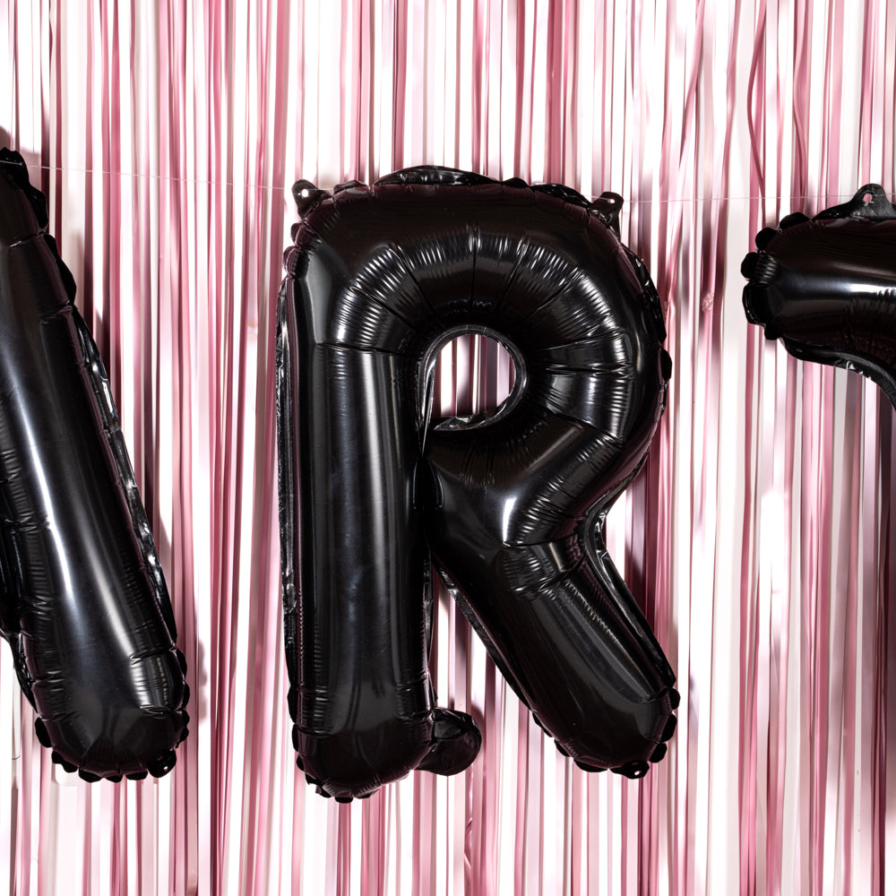 Balloonify Black Mylar Letter R Balloon - 16 Inch Large Alphabet Foil Balloon for Birthday Party Decorations, Baby Showers & Graduation Celebrations - 1 Count Box