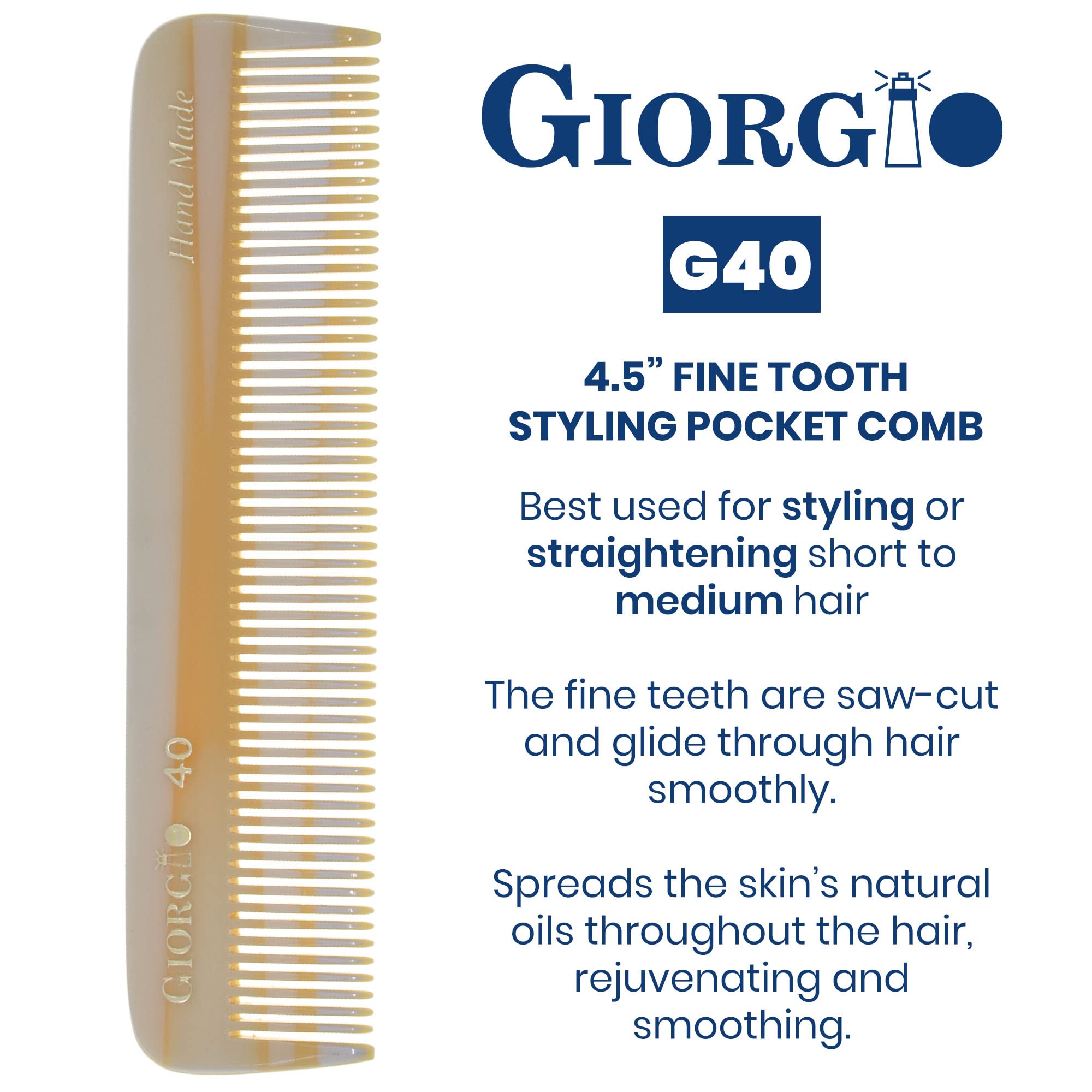 Premium Giorgio Beard Combs Set - Handcrafted Ivory Beard & Mustache Grooming Kit with Fine/Wide Tooth Pocket Comb, Straightening Comb & Mustache Comb - Perfect for Travel, Daily Grooming & Professional Styling