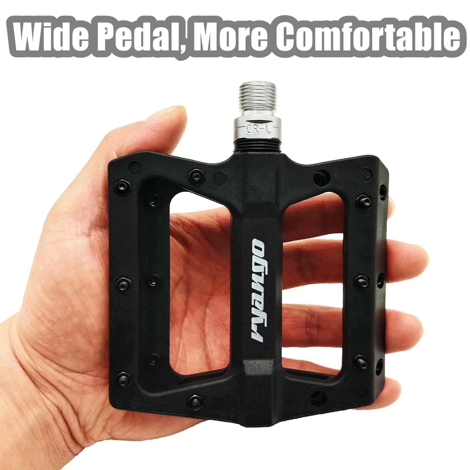 Premium Non-Slip Nylon Fiber Mountain Bike Pedals - Lightweight Flat MTB Pedals with Sealed Bearings & Wide Platform | 9/16