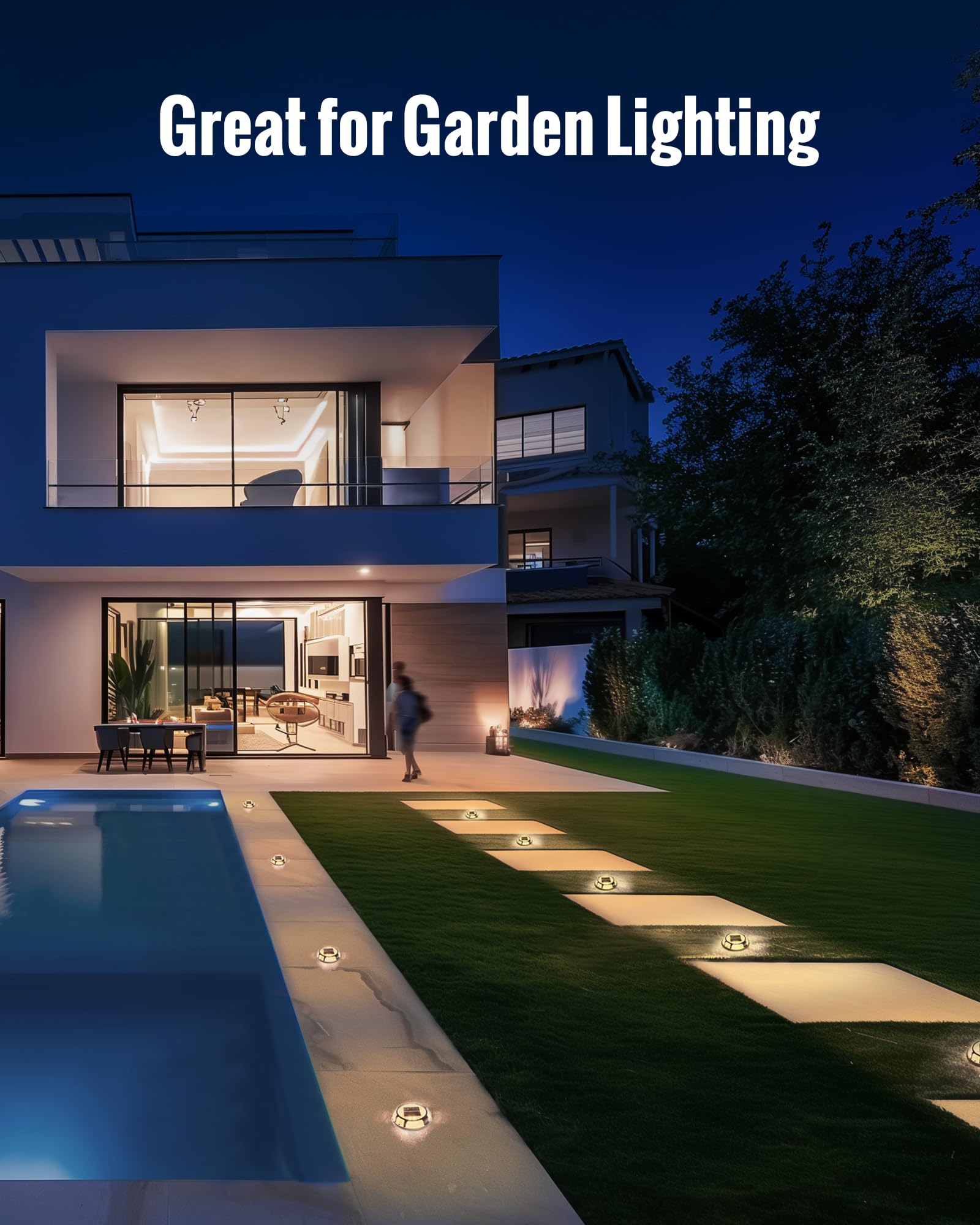 4 Pack Solar Dock Lights - 2-in-1 Outdoor LED Deck Lights with Warm & Cool White | Solar Powered Pathway Lighting for Walkways, Stairs & Patios | Weatherproof Landscape Lighting for Gardens, Driveways & Pool Areas