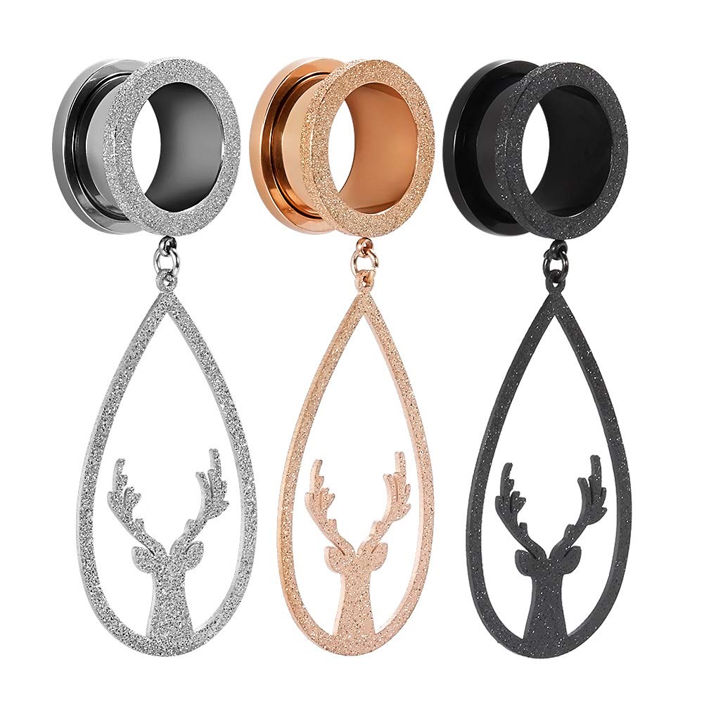 TBOSEN 2 PCS Stainless Steel Ear Gauges - Dangle Plugs & Tunnels for Ear Stretching (2g to 1 Inch) | Hypoallergenic Body Jewelry for Men & Women | Perfect for Parties, Concerts and Alternative Fashion