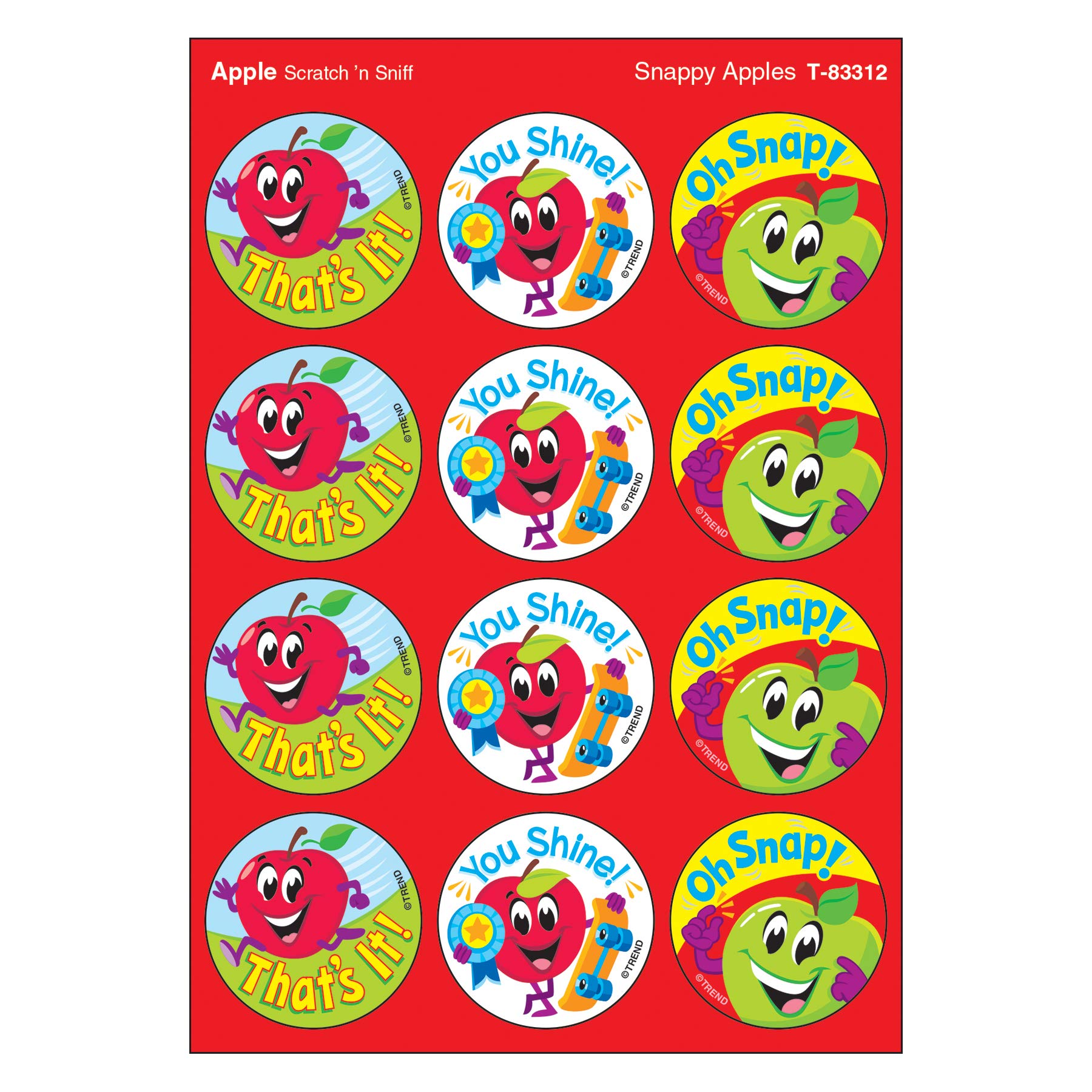 Snappy Apples - Fun and Stinky Apple Stickers (48 Count) - Perfect for Kids Pranks, Classroom Gags, and Office Jokes
