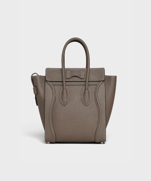 Premium Micro Luggage Handbag in Drummed Calfskin - Stylish Mouse Gray Leather Crossbody Purse for Women, Perfect for Travel, Work & Everyday Use