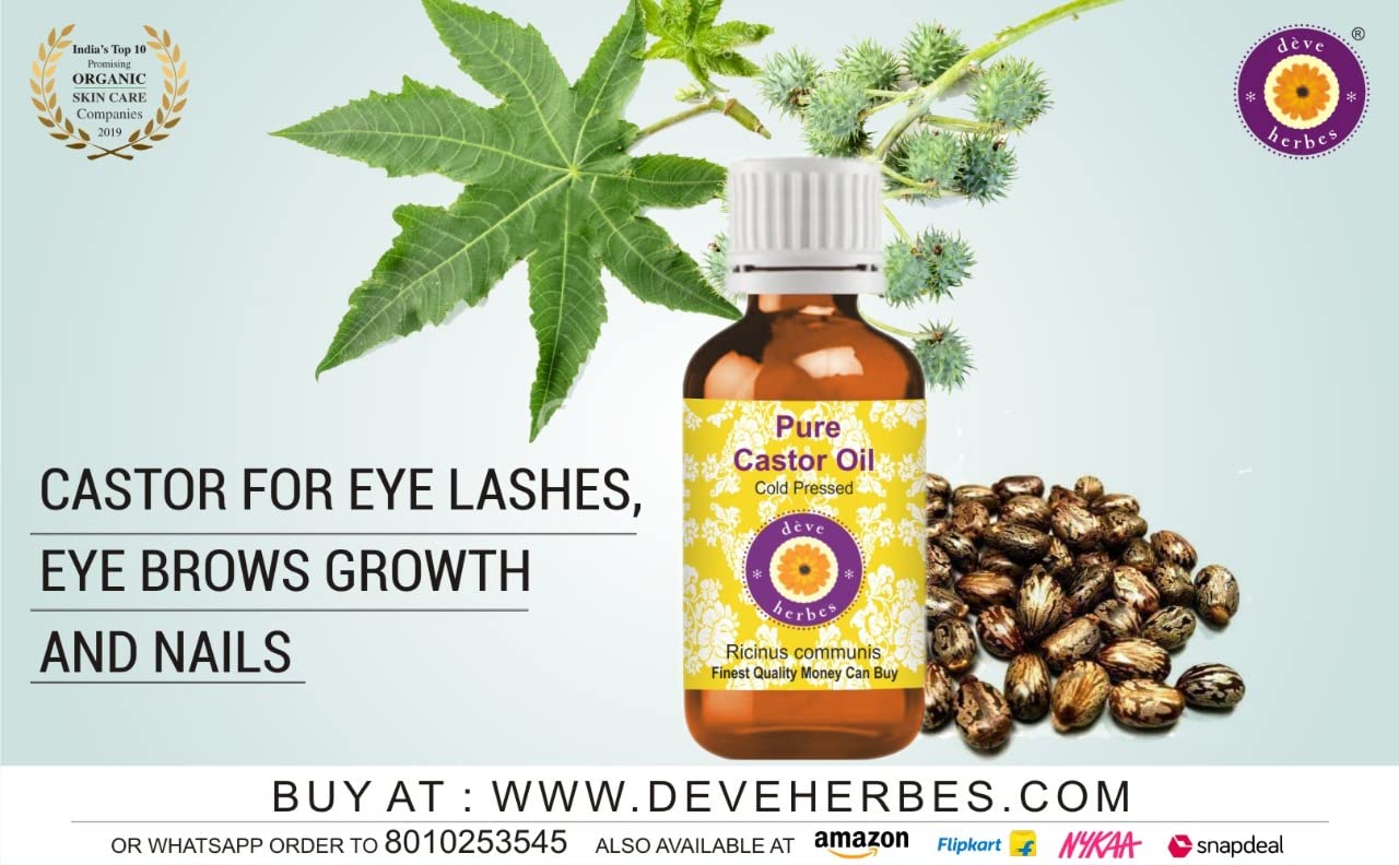 Pure Cold-Pressed Castor Oil (Ricinus communis) 100ml - Natural Therapeutic Grade with Glass Dropper for Hair Growth, Eyelash Enhancement & Skin Care