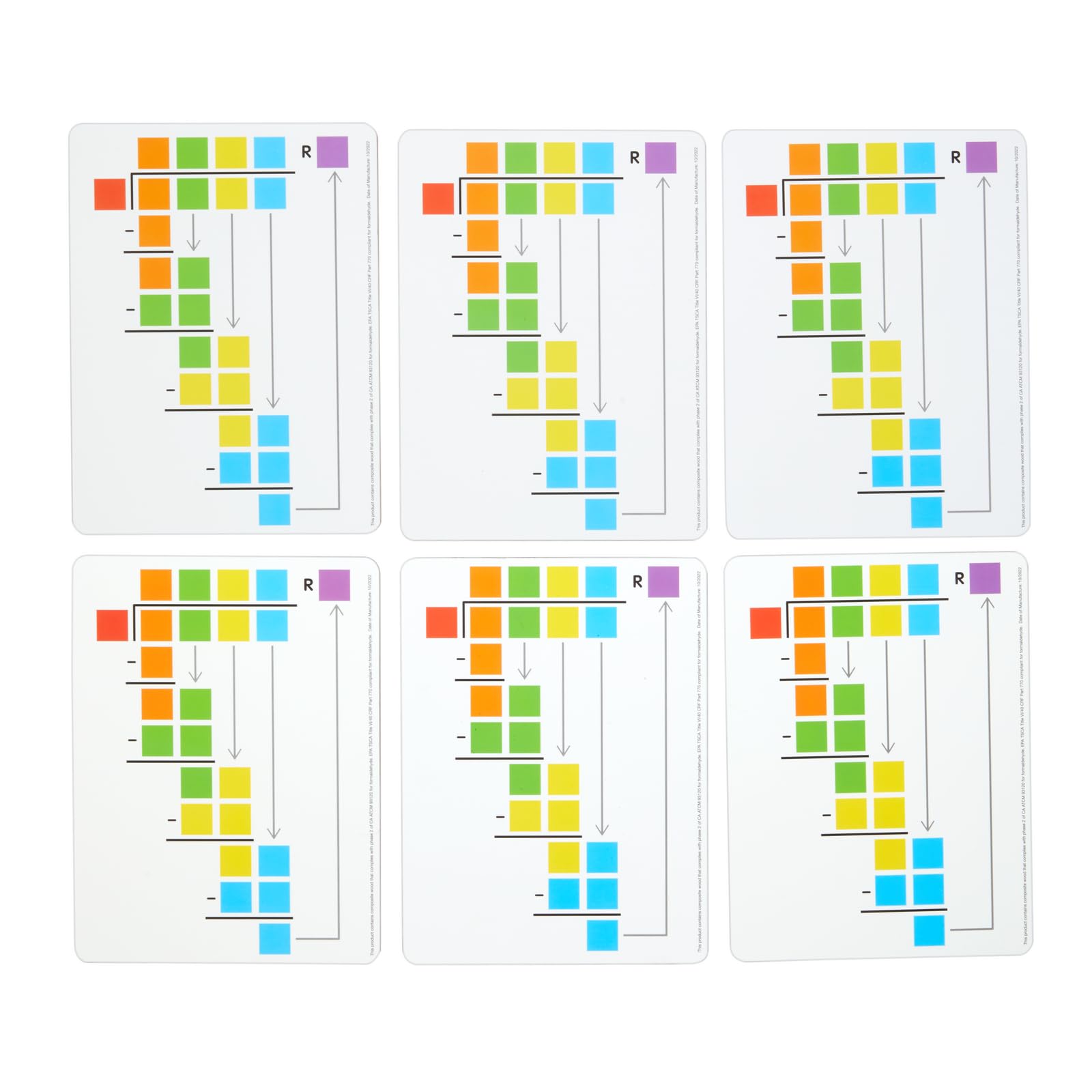 Beginning Long Division Dry-Erase Boards - Set of 6 Reusable Math Practice Boards for Elementary Students - Perfect for Classroom Learning & Homeschool Math Activities