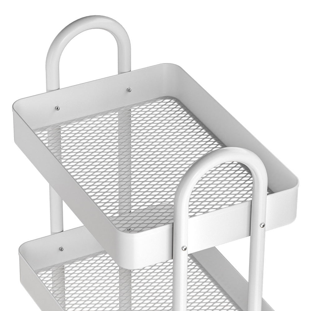 Artiss 4-Tier White Storage Trolley Kitchen Cart - Rolling Organizer for Pantry, Bathroom, Office & Home Organization
