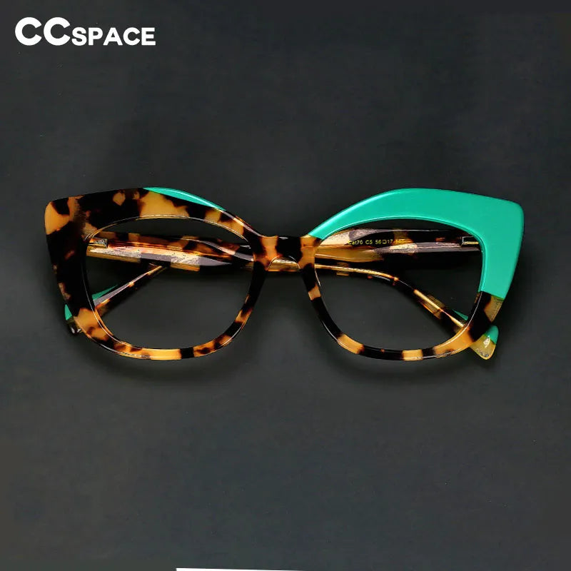CCspace Women's Full Rim Square Cat Eye Acetate Reading Glasses R56960 - Fashionable & Lightweight for Reading, Working, and Daily Use