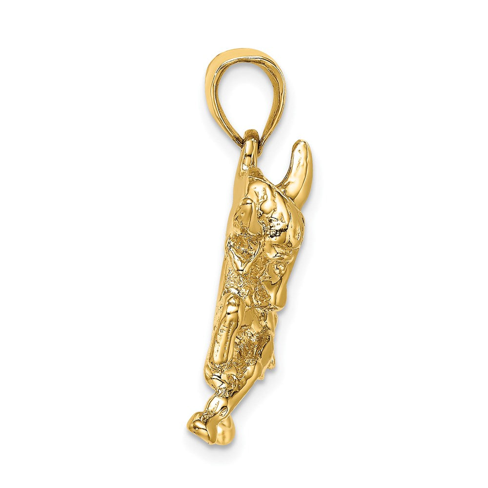 Gold Large Polished Raging Bull with Horns Charm Pendant - Model K6491 - Perfect for Men's Jewelry, Gifts & Western Style Fashion Accessories