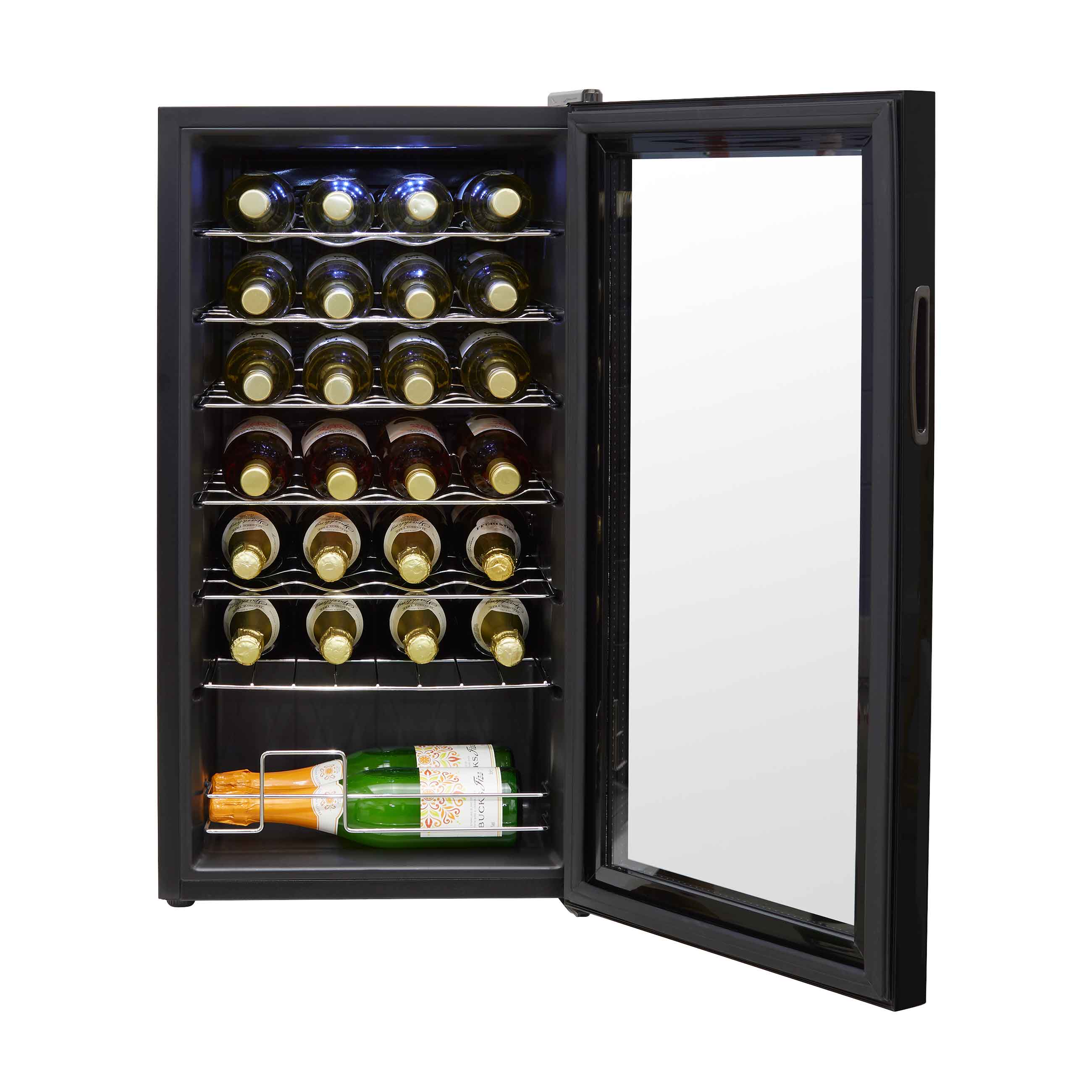 Baridi 28 Bottle Wine Cooler Refrigerator - Digital Touch Screen Control, LED Interior Lighting, Freestanding Black Wine Fridge for Home, Kitchen, Bar, or Restaurant Use