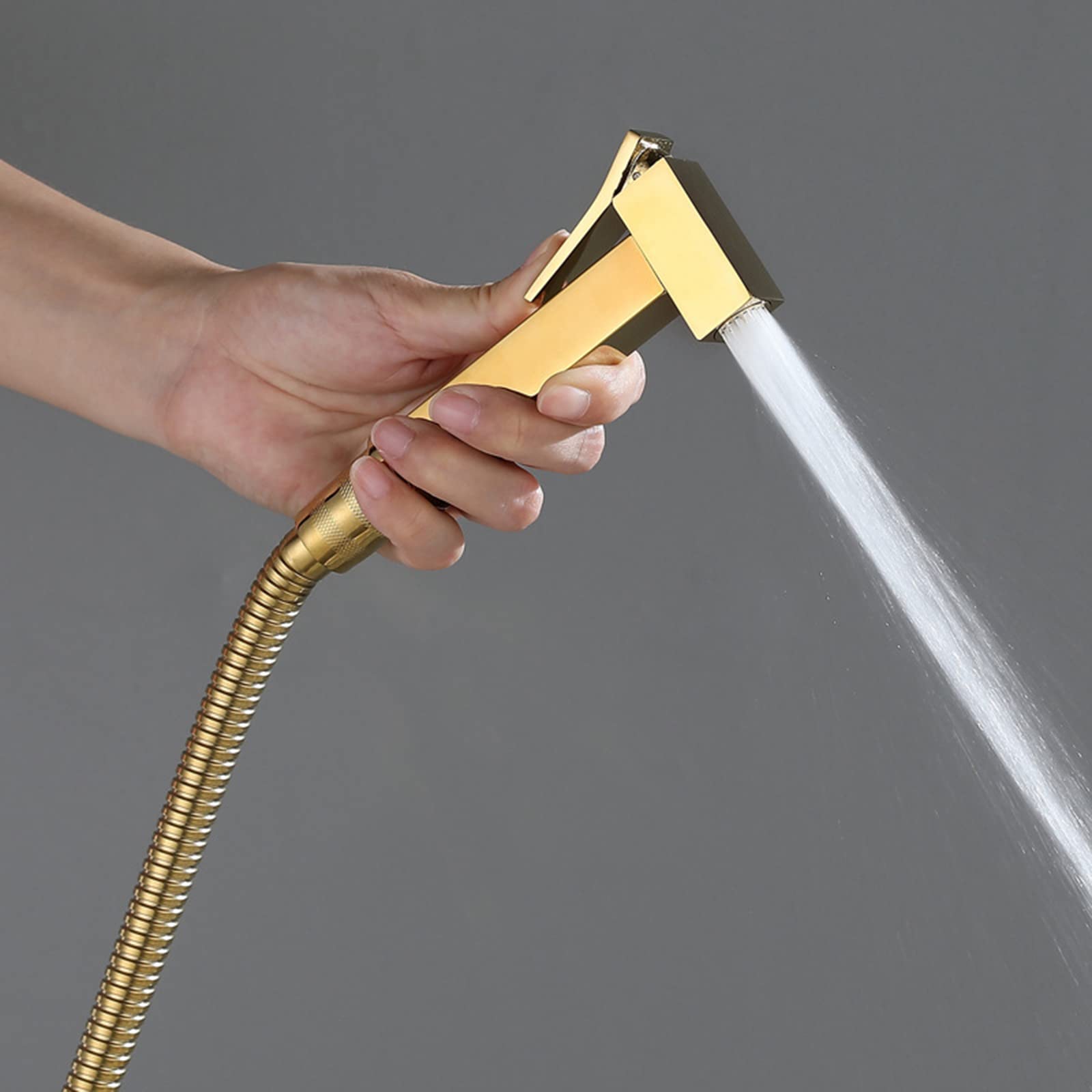 **Brass Handheld Sprayer for Toilet & Baby Cloth Diaper - Gold Portable Bidet Sprayer with Hot/Cold Water Attachment & Hose - Perfect for Feminine Wash, Baby Care & Bathroom Hygiene**