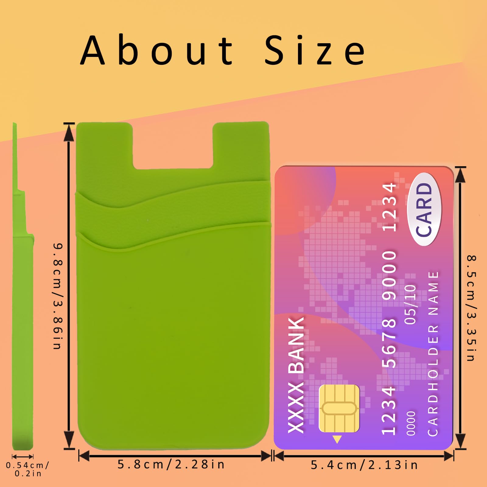 3 Pack Green Adhesive Phone Wallet - Stick on Card Holder for iPhone & Samsung - Perfect for Gym, Travel & Everyday Use (Credit Cards, ID, Cash)