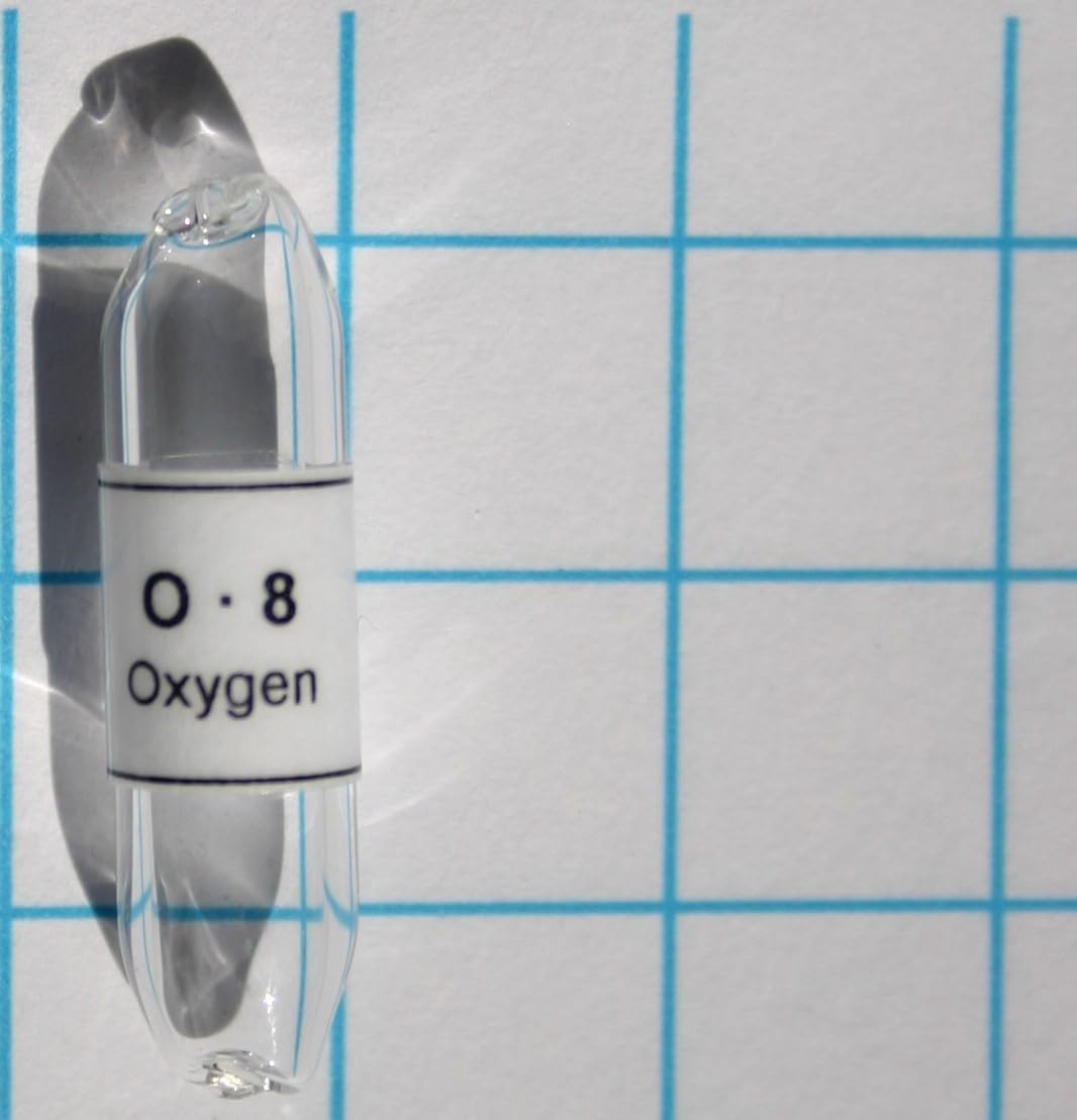 High Purity 99+% Oxygen Gas in 1 Inch Sealed Glass Ampoule - Element 8 Sample for Chemistry Labs, Scientific Research & Educational Experiments