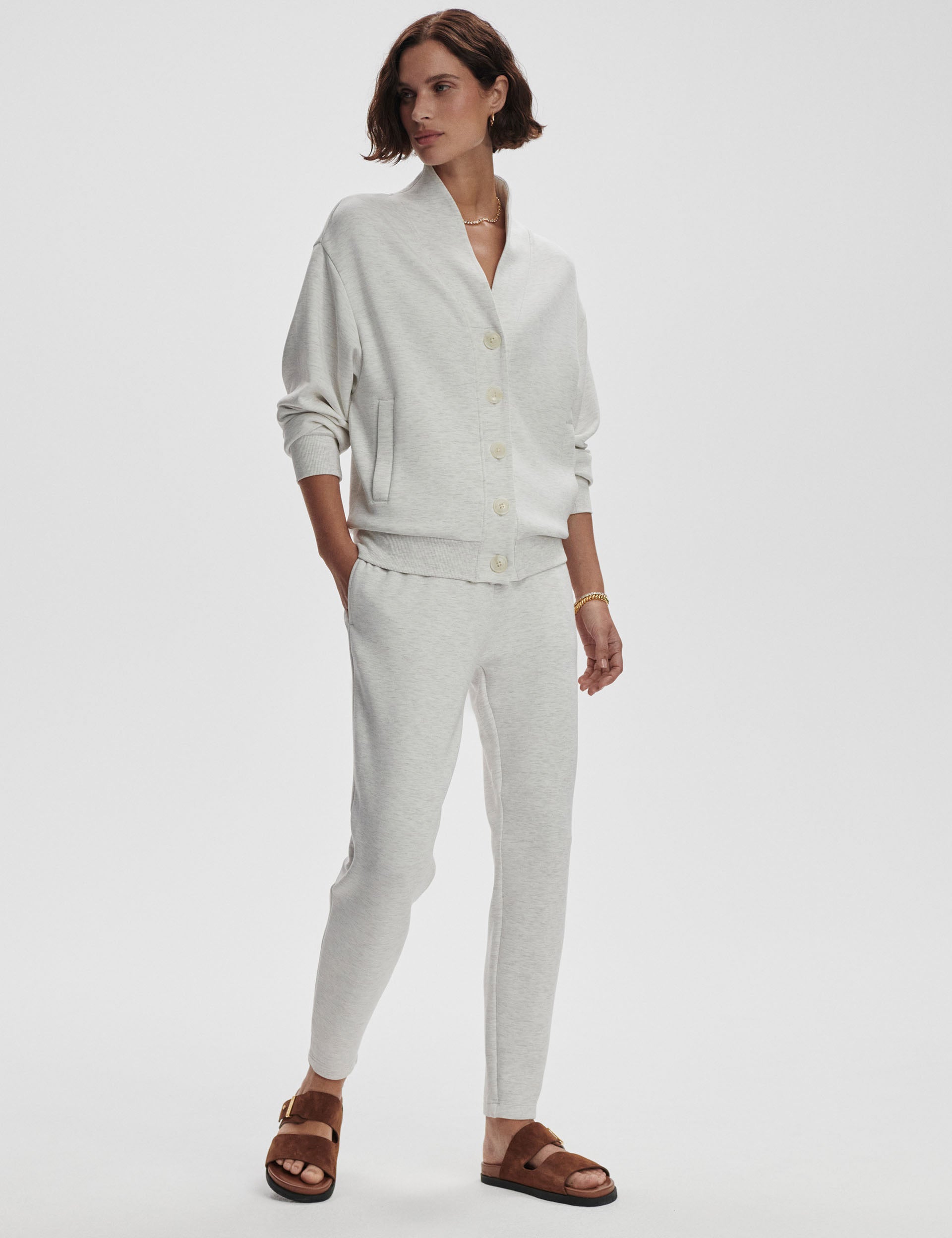 Celeste Button Through Sweater Ivory Marl - Women's Casual Knit Pullover for Fall & Winter | Perfect for Office, Dates & Cozy Evenings