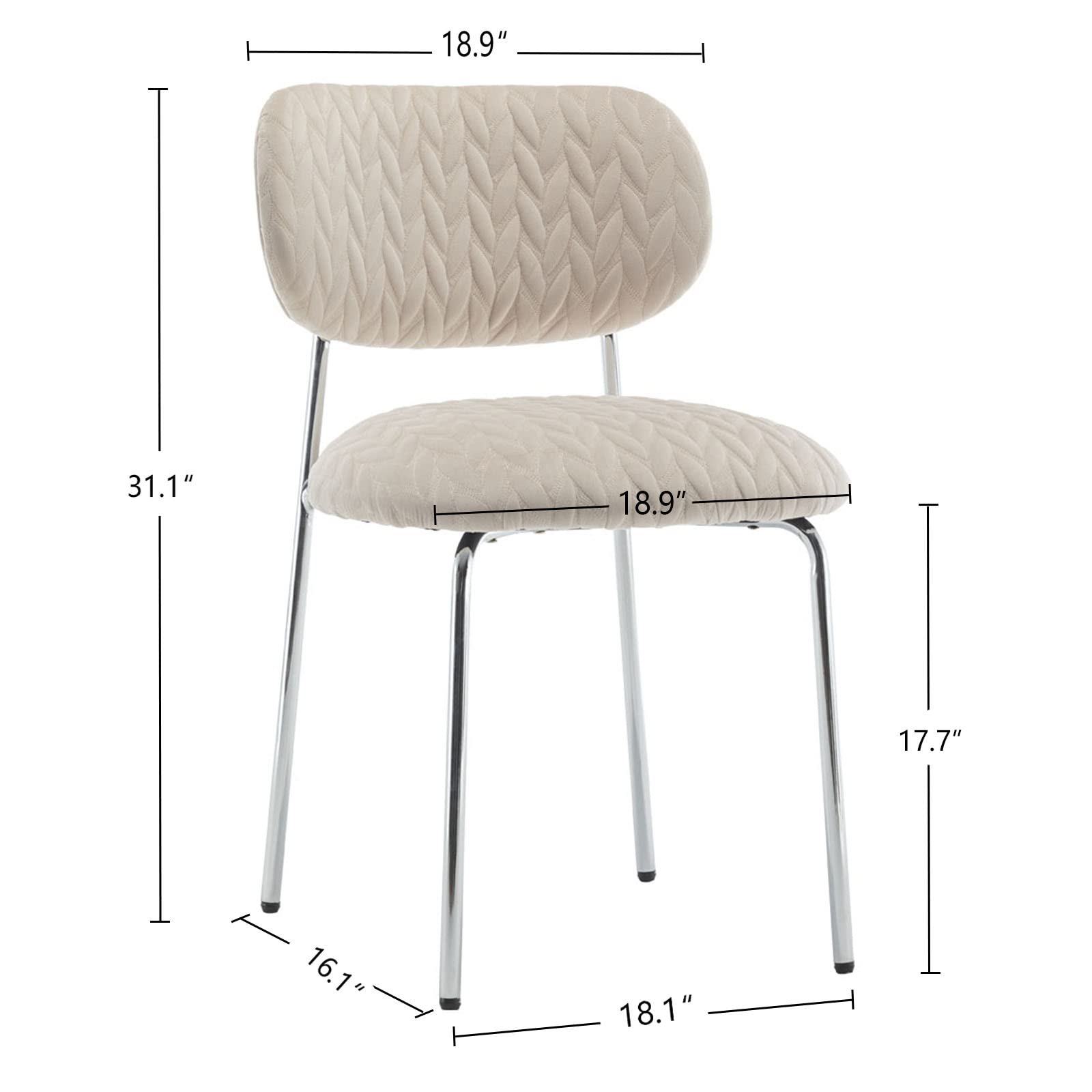 Modern Velvet Upholstered Dining Chairs Set of 2 with Soft Back & Metal Legs - Elegant White Kitchen, Dining Room, Living Room Seating for Home Decor