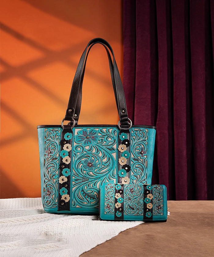 Montana West Embroidered Floral Cut Out Tote Bag for Women - Stylish Handbag for Work, Travel & Shopping