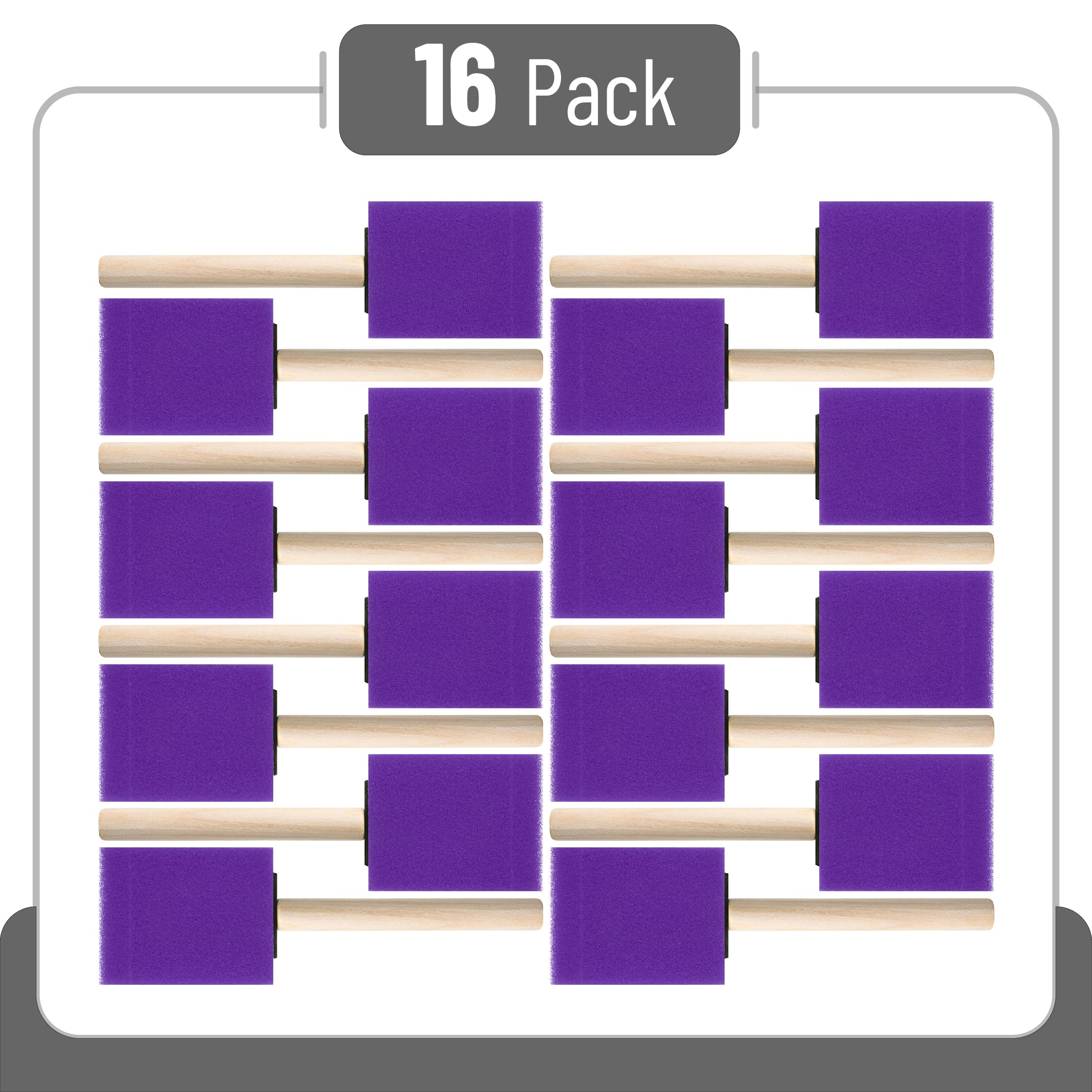 Bates 2 Inch Foam Paint Brushes - 16 Pack Violet Sponge Brushes for Painting, Staining, Mod Podge & Crafts - Perfect for DIY Projects, Home Decor & Artwork