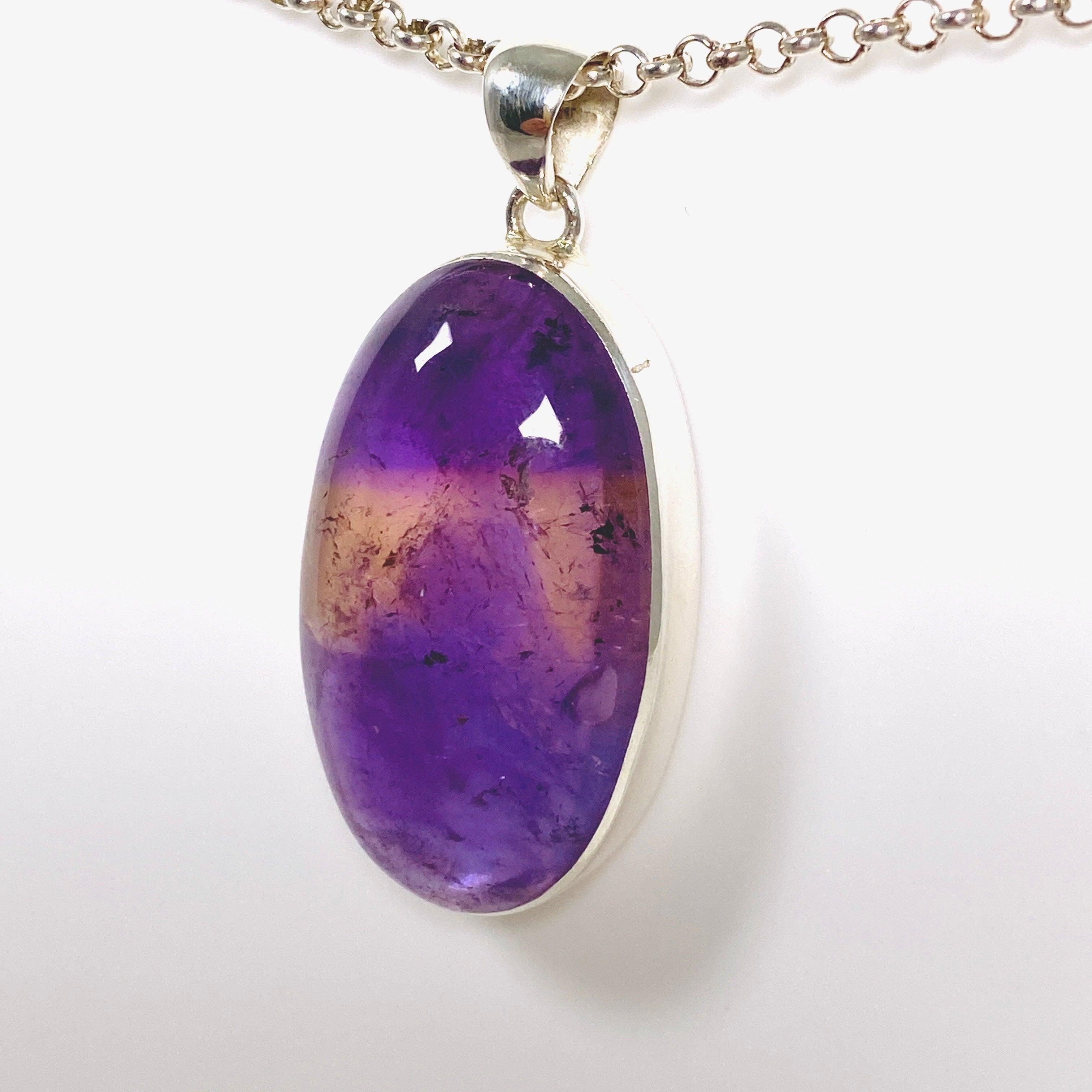 Natural Ametrine Oval Pendant Necklace - 925 Sterling Silver Jewelry Gift for Women | Elegant Birthstone Jewelry for Birthday, Anniversary & Special Occasions